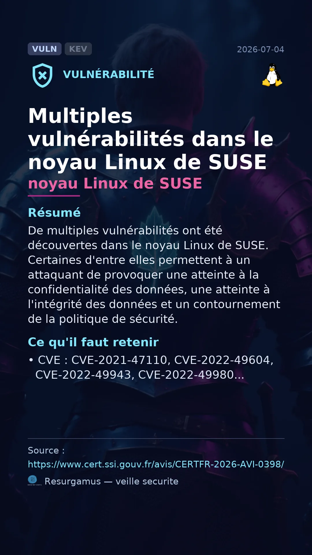 CVE-2021-47110 noyau Linux de SUSE Vulnerability