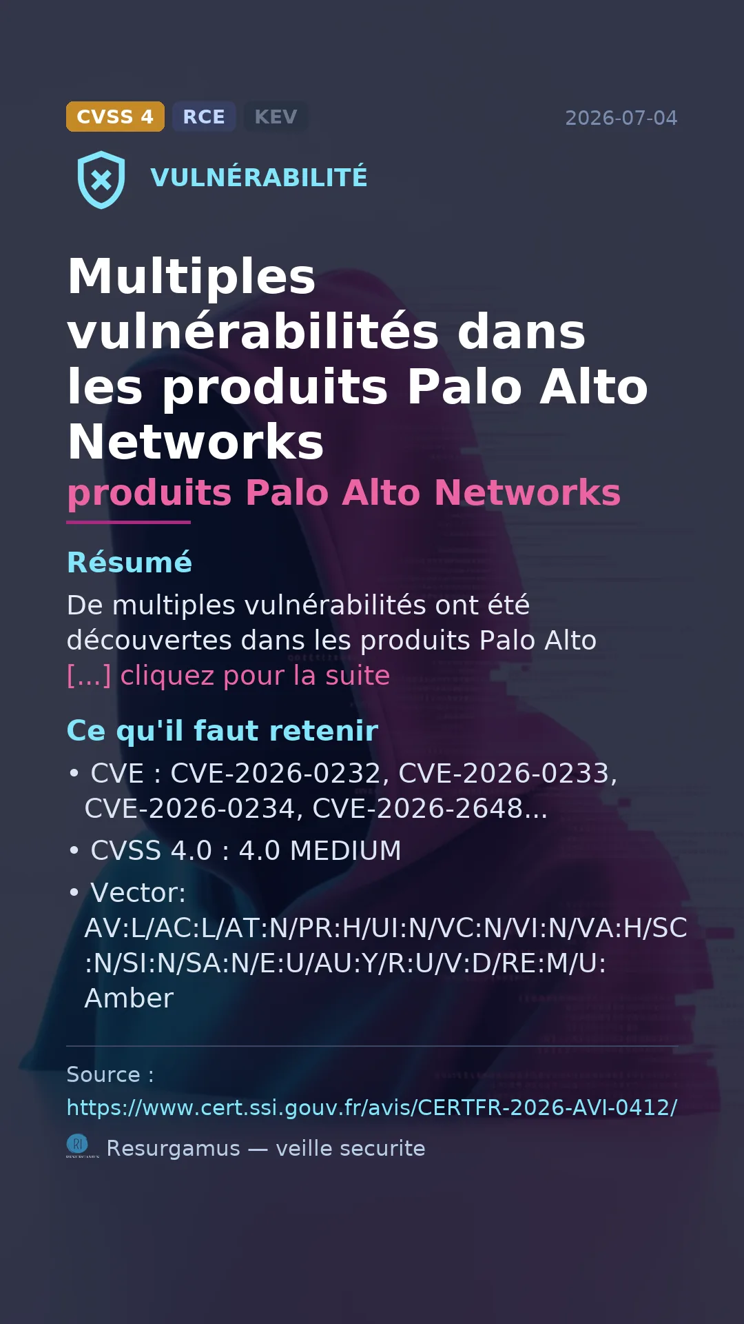 CVE-2026-0232 produits Palo Alto Networks Vulnerability
