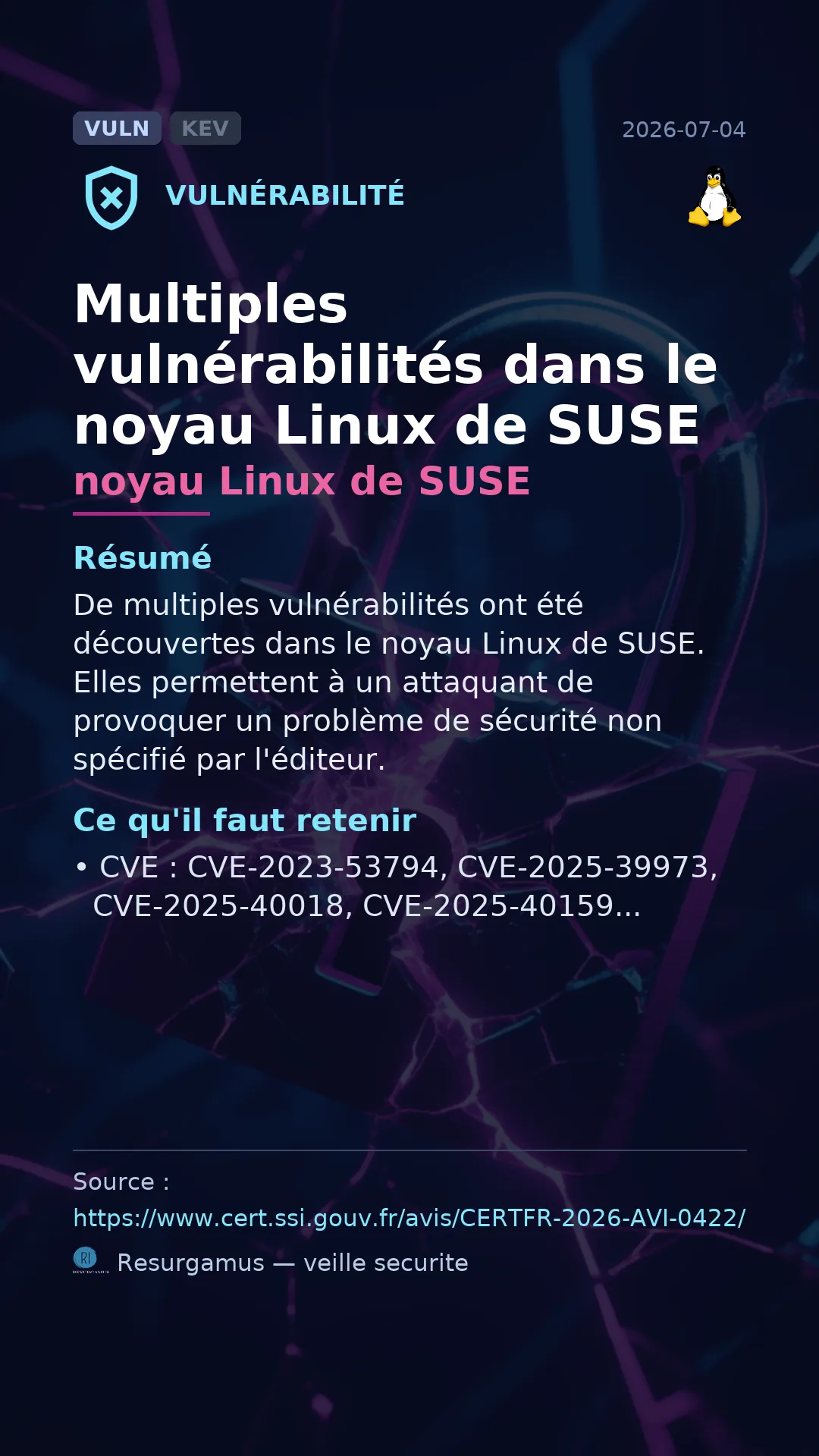CVE-2023-53794 noyau Linux de SUSE Vulnerability