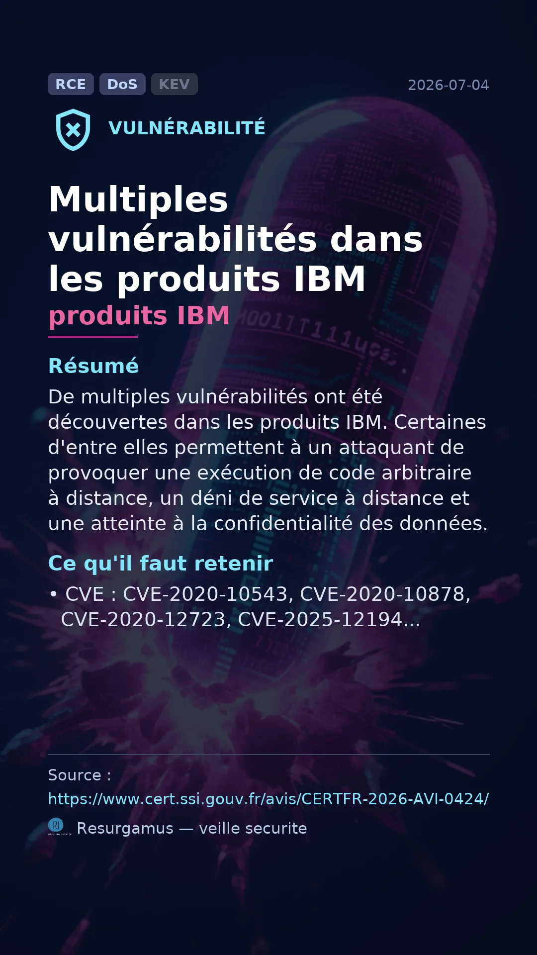 CVE-2020-10543 produits IBM Vulnerability