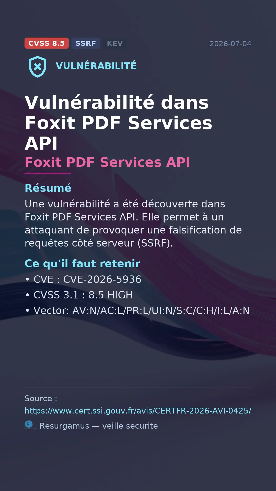 CVE-2026-5936 Foxit PDF Services API Vulnerability