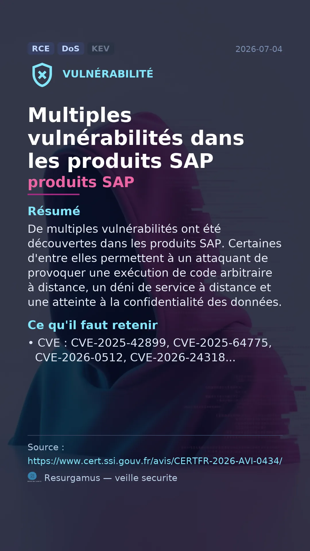 CVE-2025-42899 produits SAP Vulnerability