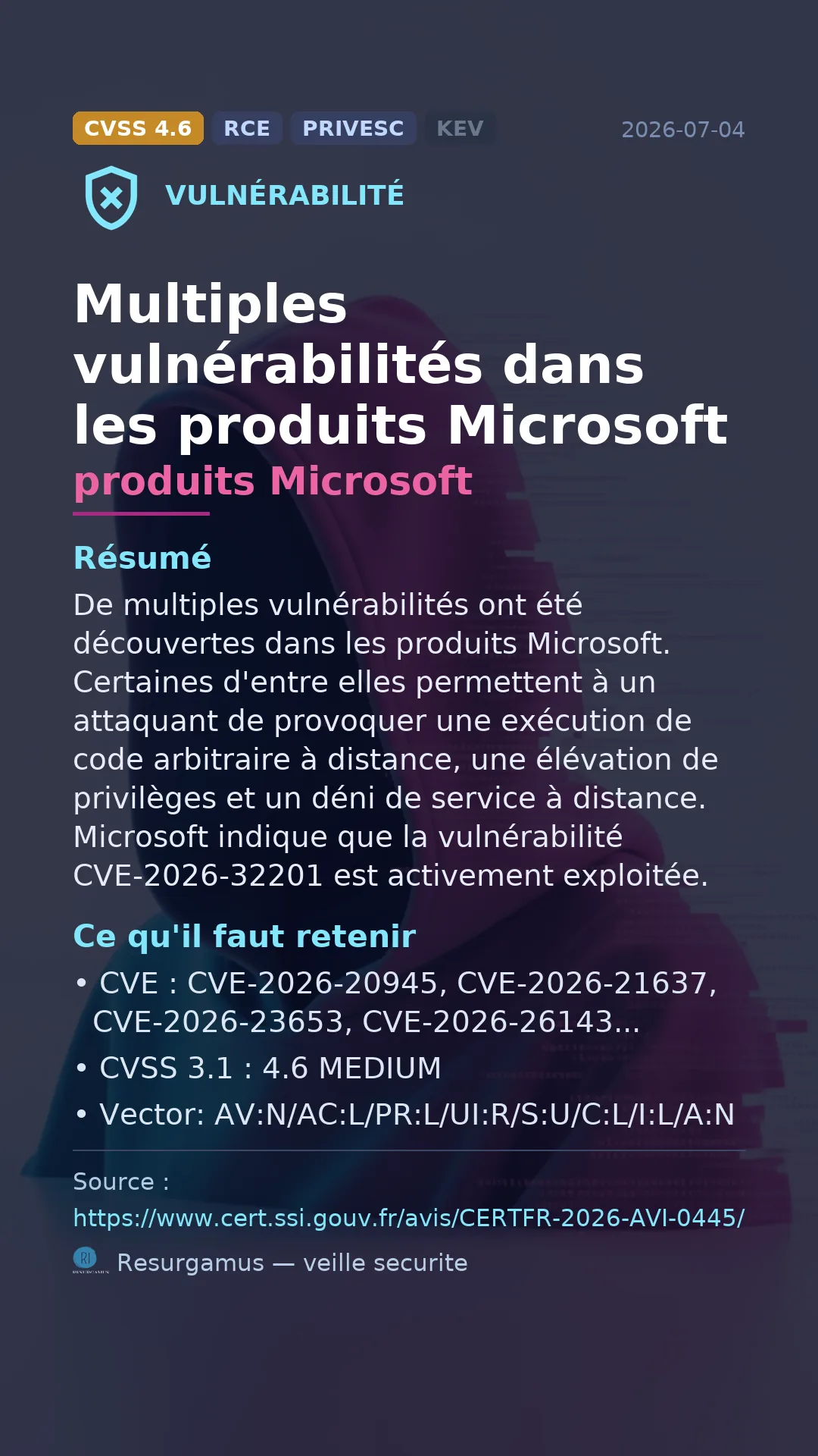 CVE-2026-20945 produits Microsoft Vulnerability