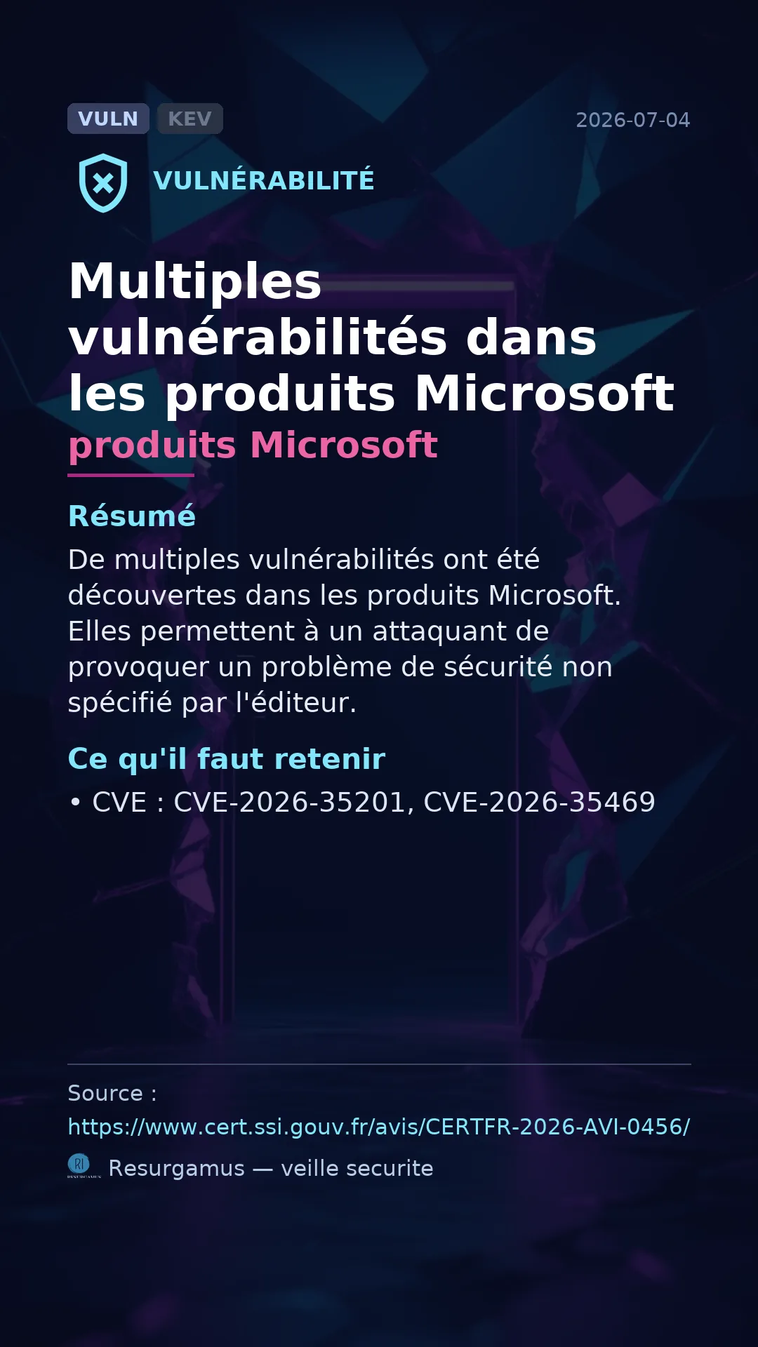 CVE-2026-35201 produits Microsoft Vulnerability