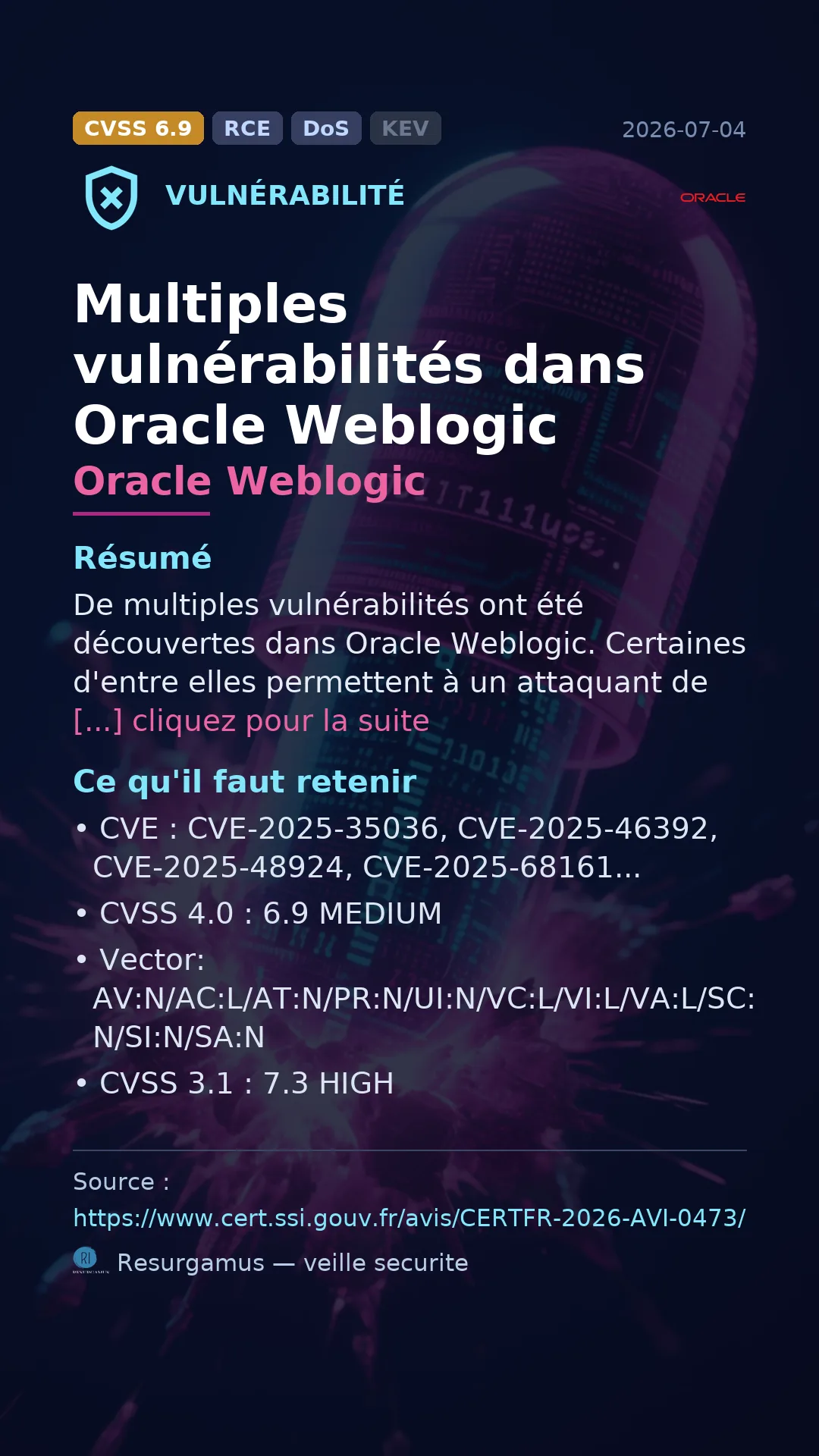 CVE-2025-35036 Oracle Weblogic Vulnerability