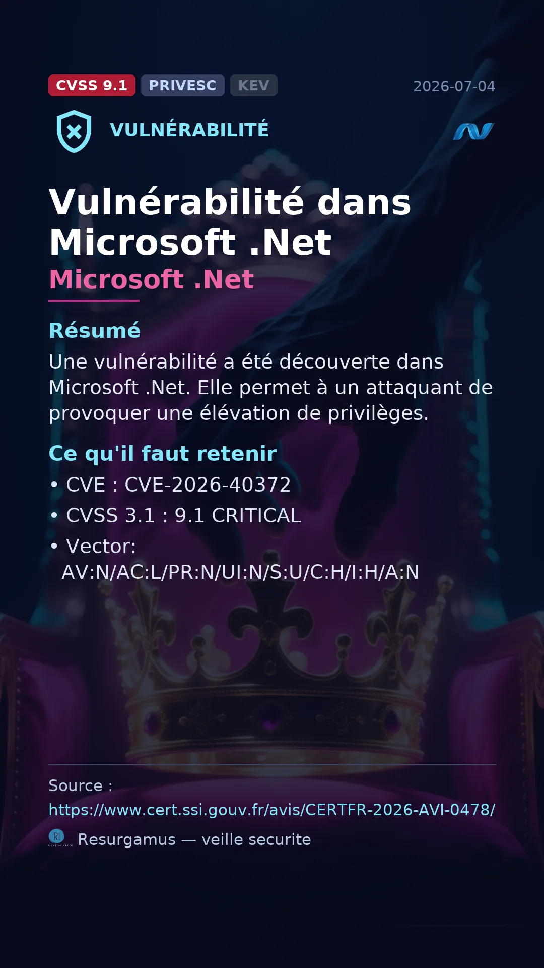 CVE-2026-40372 Microsoft .Net Vulnerability