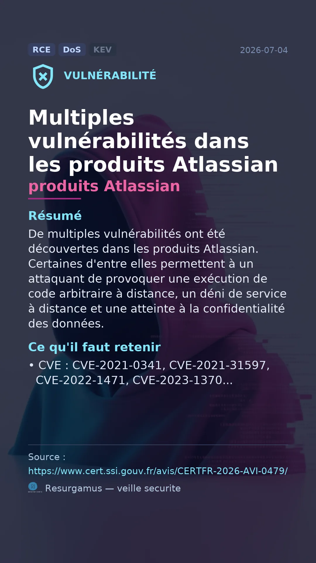 CVE-2021-0341 produits Atlassian Vulnerability
