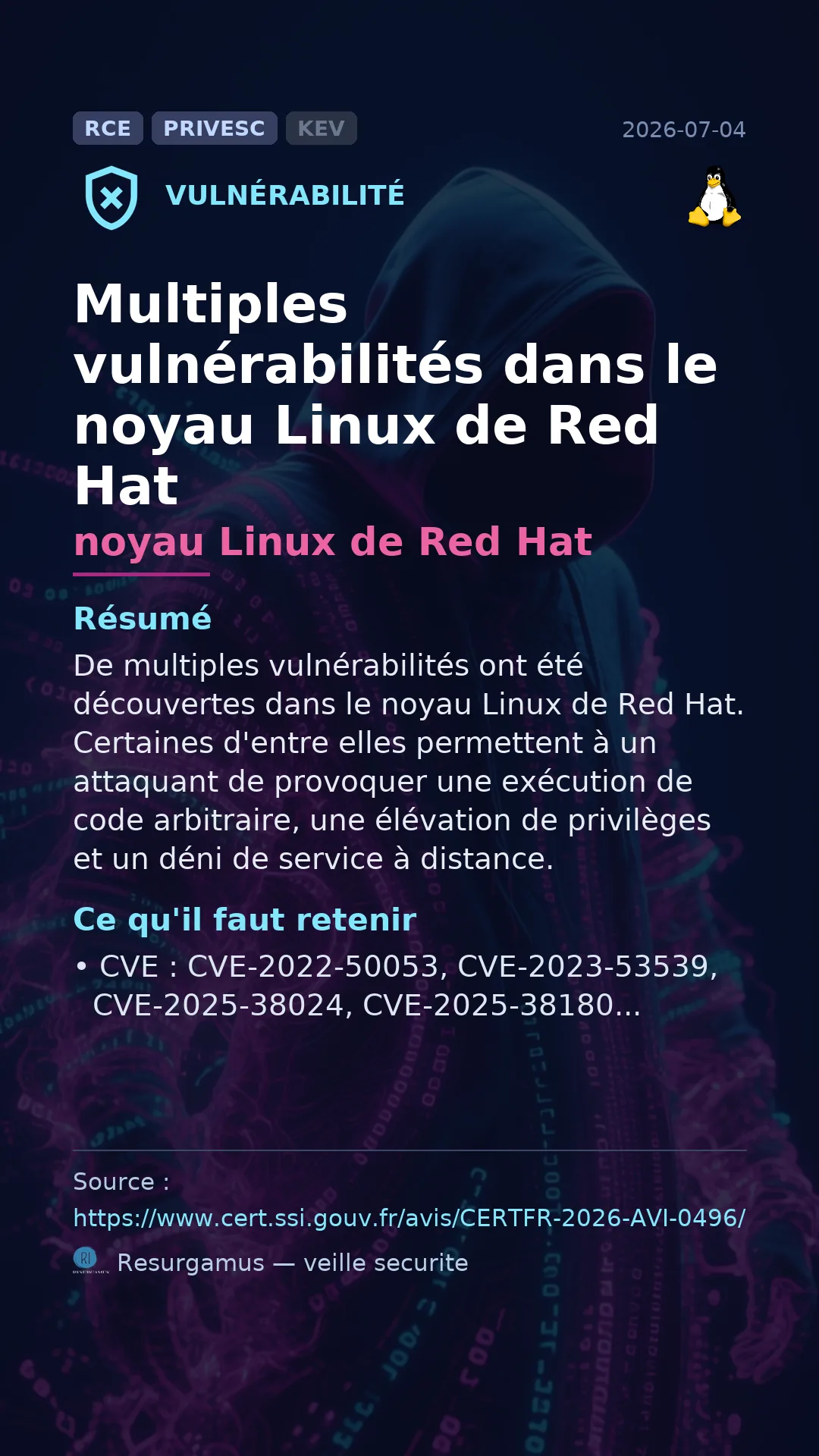 CVE-2022-50053 noyau Linux de Red Hat Vulnerability
