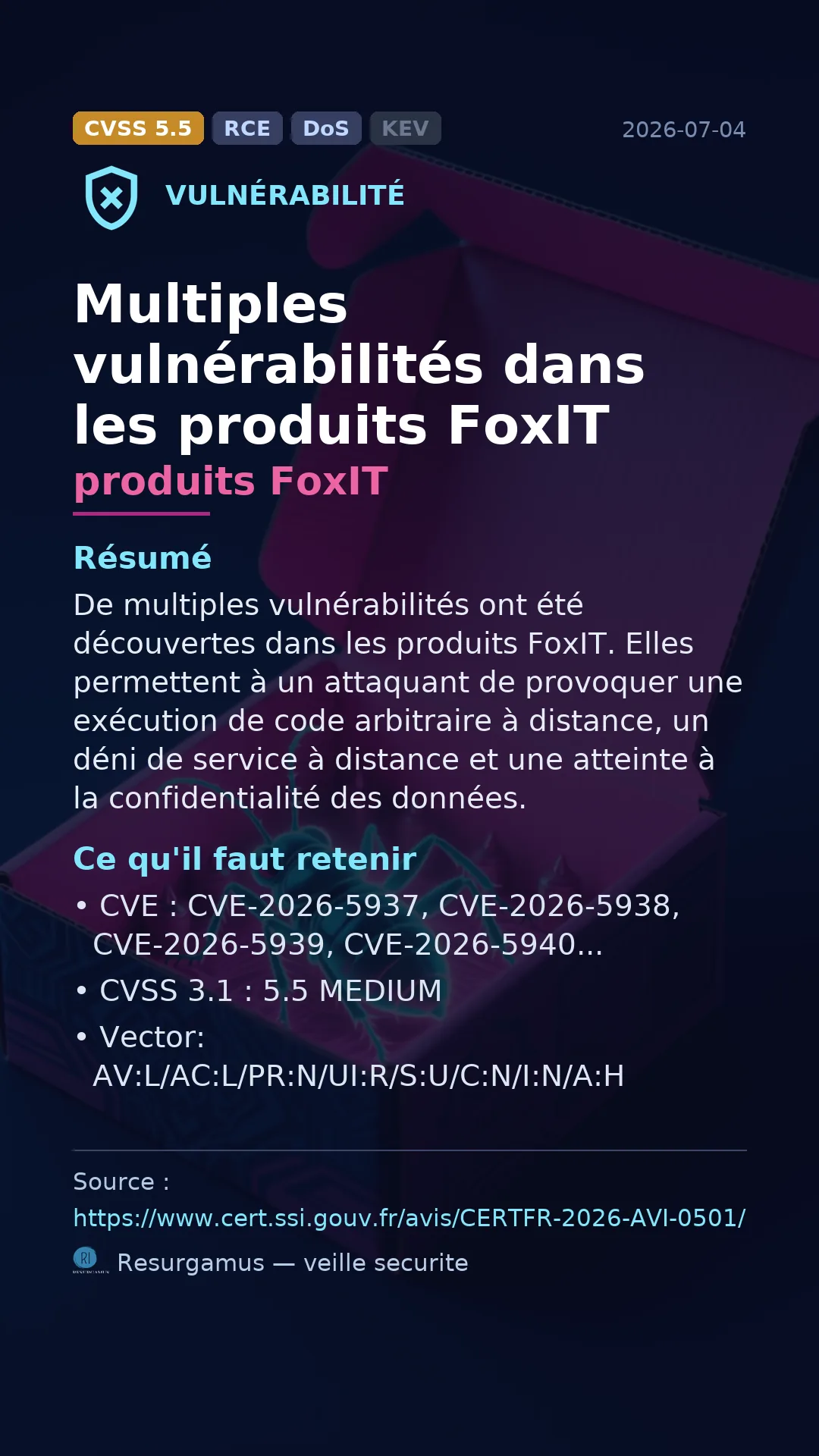 CVE-2026-5937 produits FoxIT Vulnerability