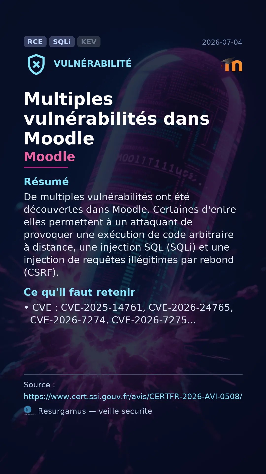 CVE-2025-14761 Moodle Vulnerability