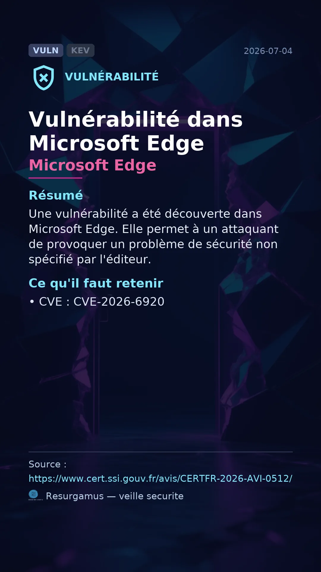 CVE-2026-6920 Microsoft Edge Vulnerability