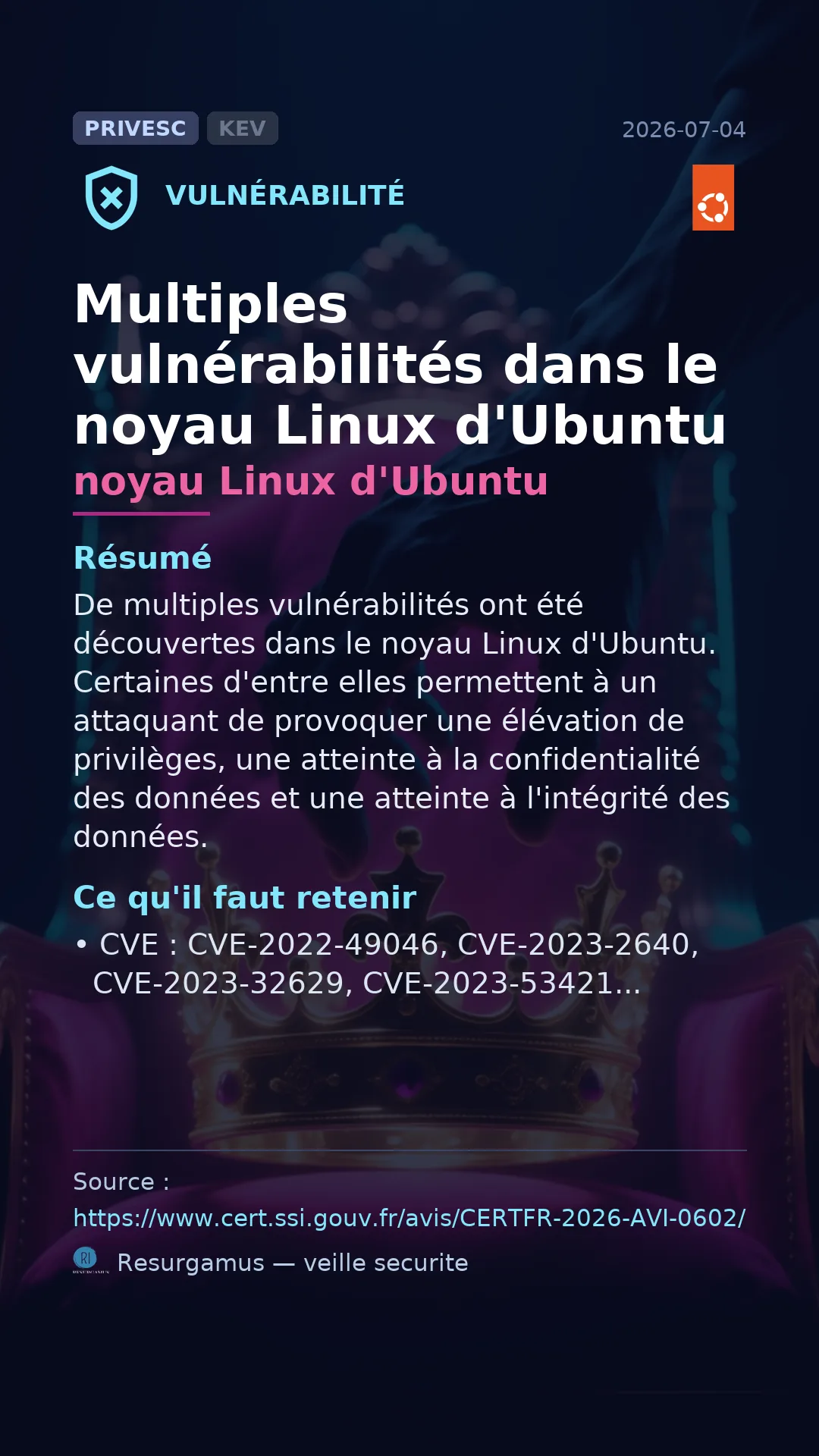 CVE-2022-49046 noyau Linux d'Ubuntu Vulnerability