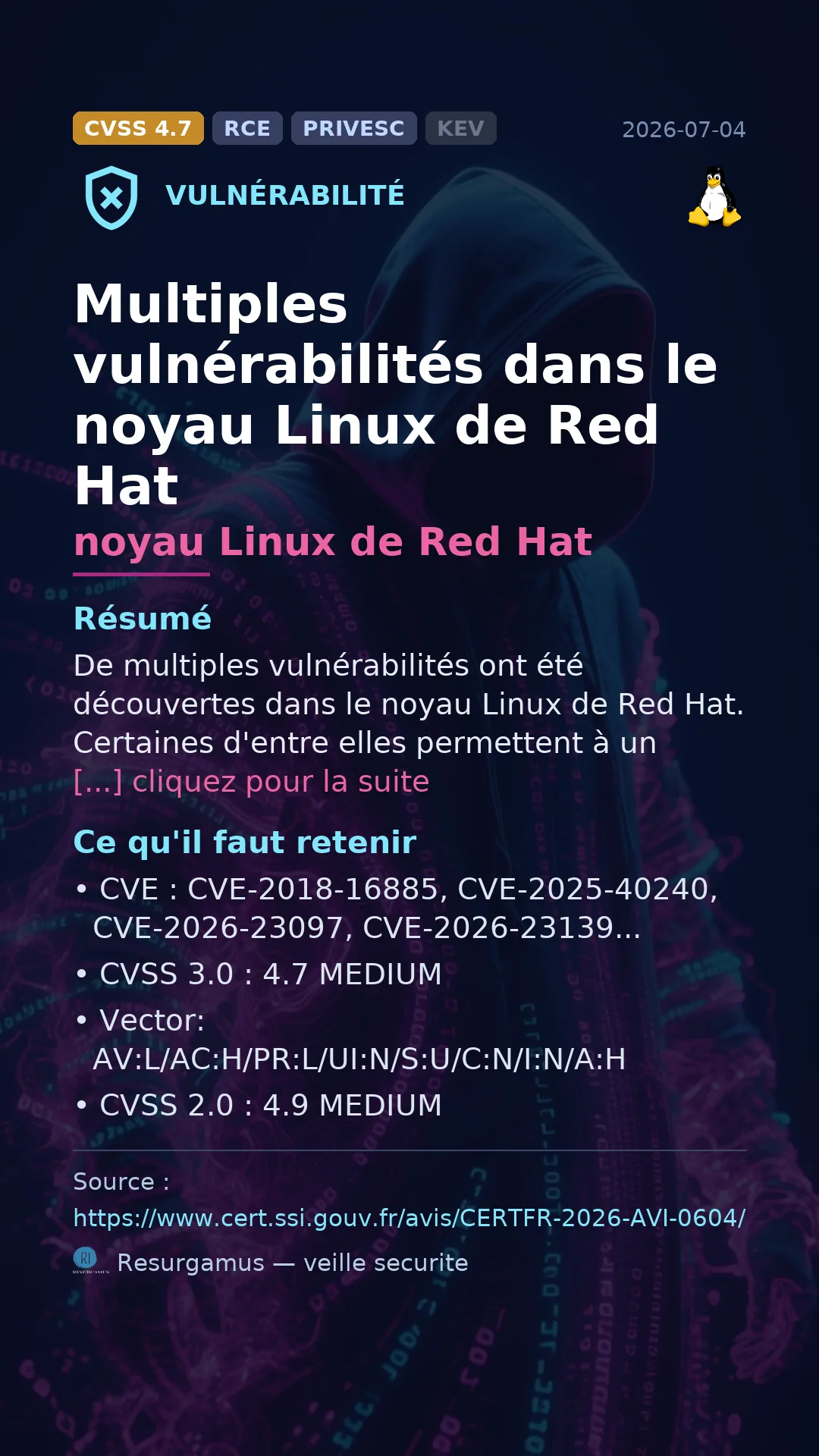 CVE-2018-16885 noyau Linux de Red Hat Vulnerability