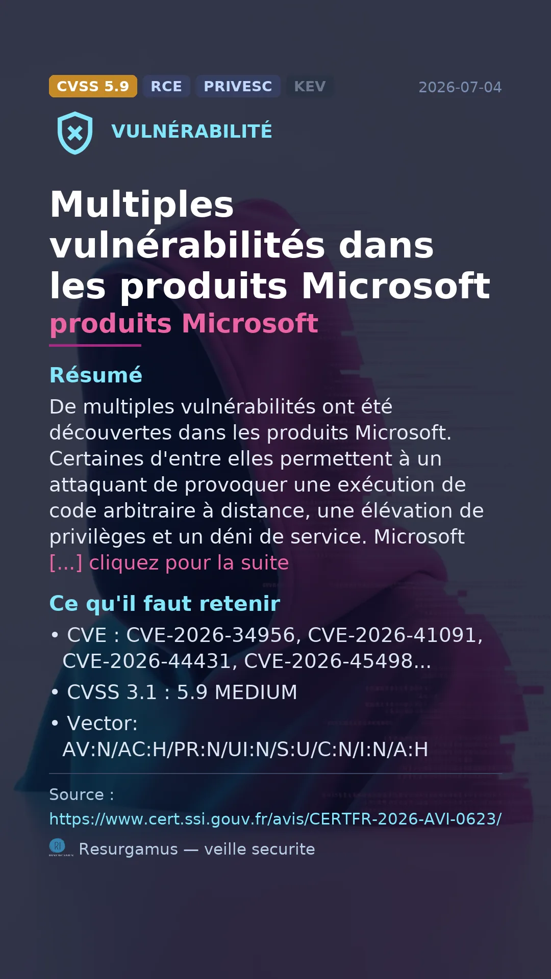 CVE-2026-34956 produits Microsoft Vulnerability
