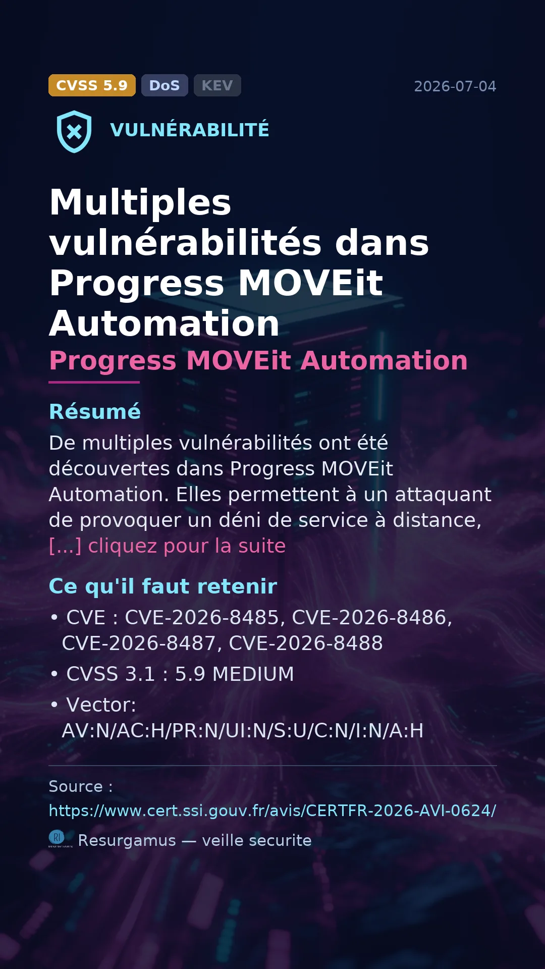 CVE-2026-8485 Progress MOVEit Automation Vulnerability