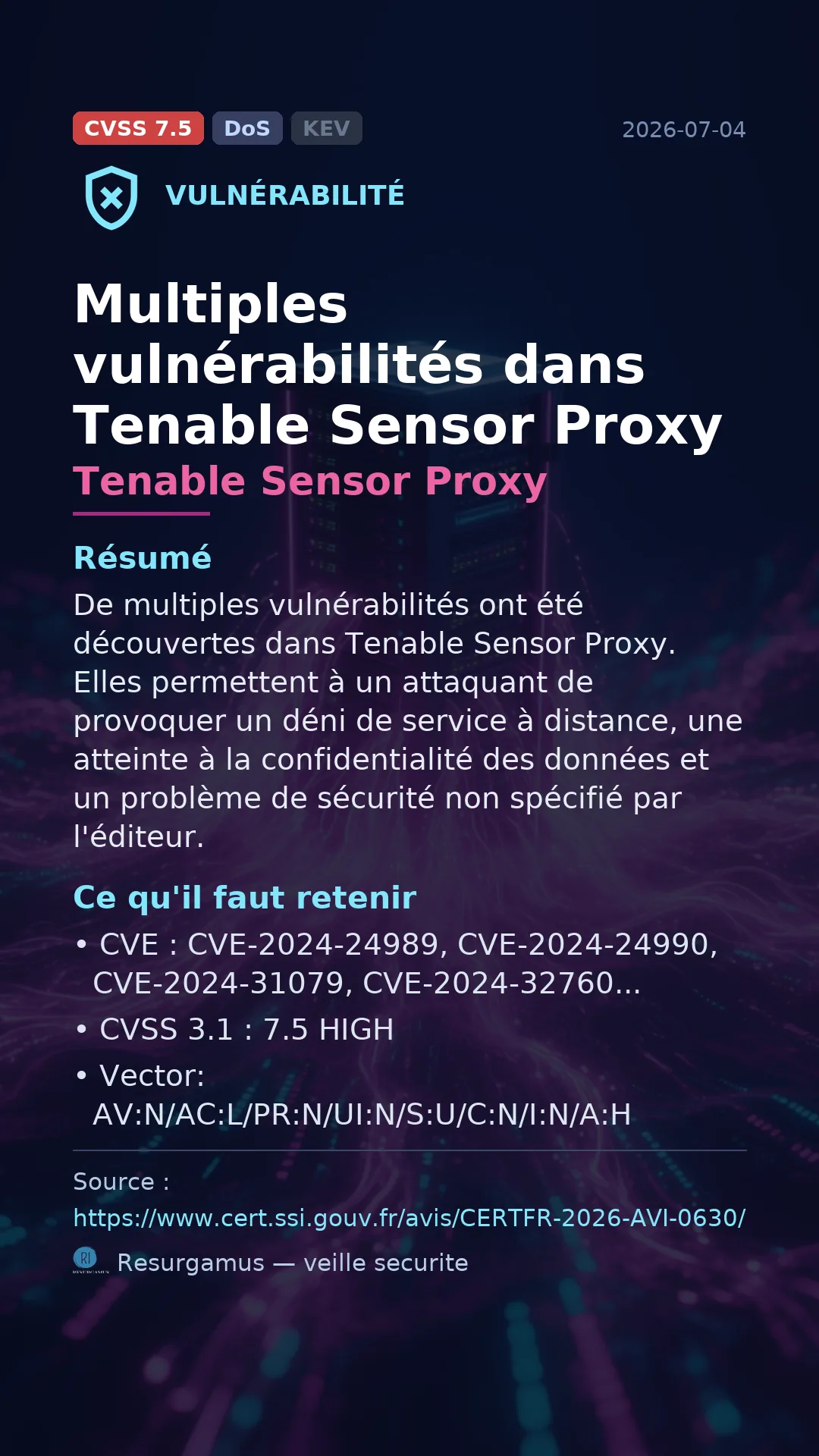 CVE-2024-24989 Tenable Sensor Proxy Vulnerability