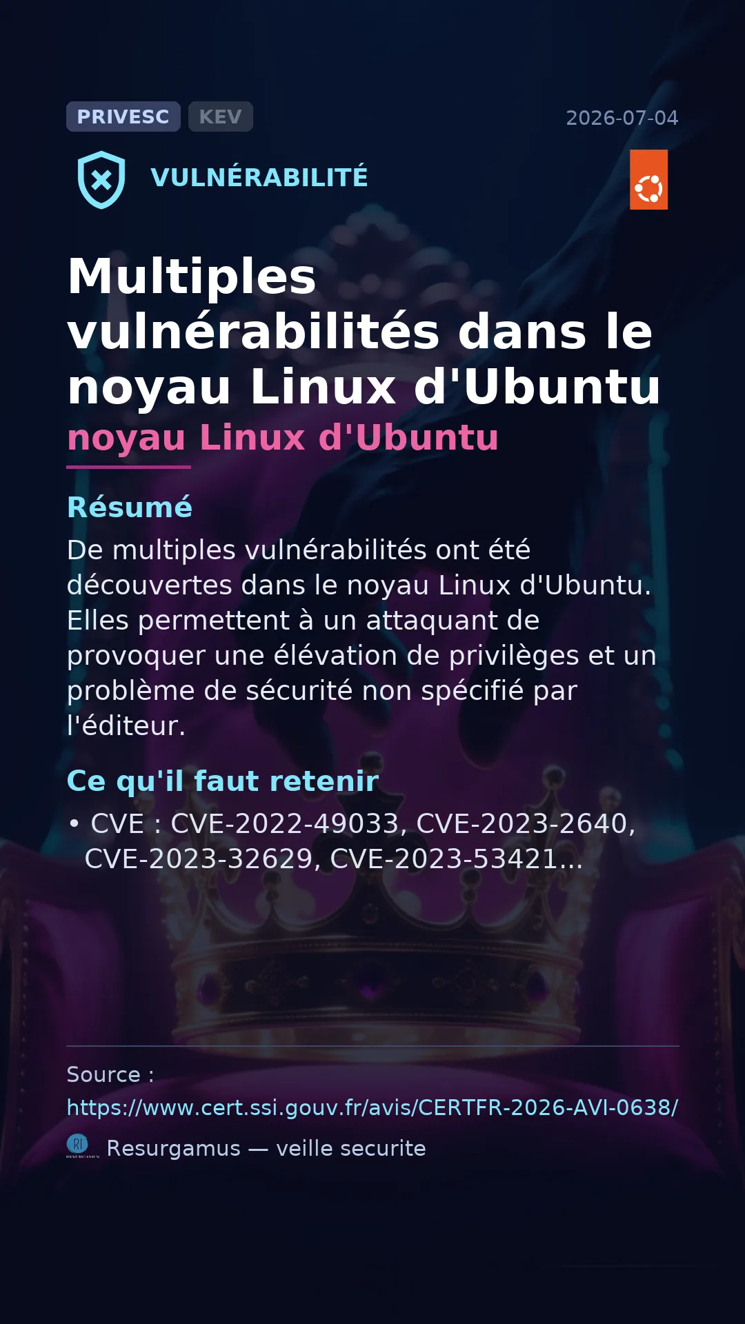 CVE-2022-49033 noyau Linux d'Ubuntu Vulnerability