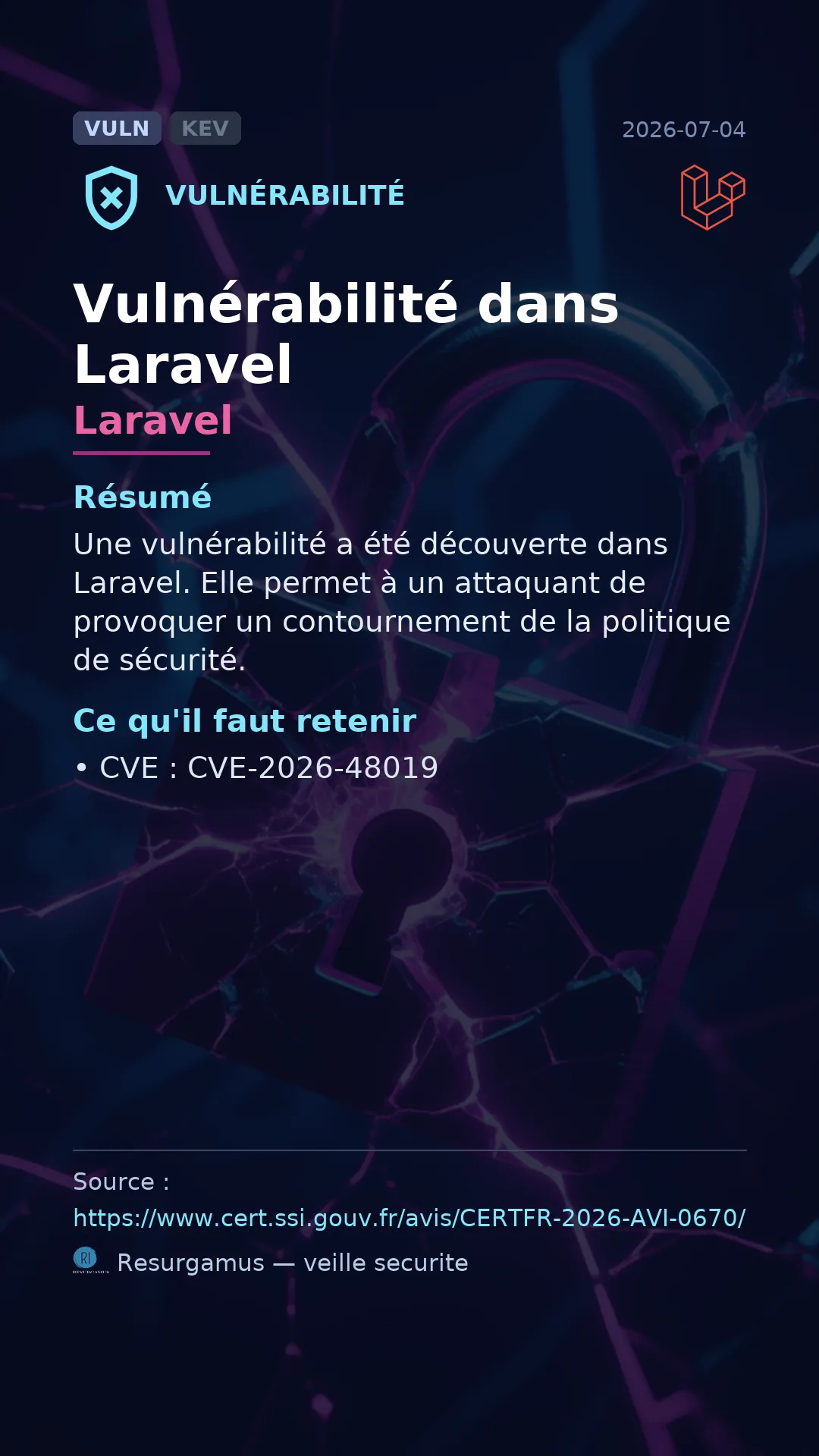 CVE-2026-48019 Laravel Vulnerability