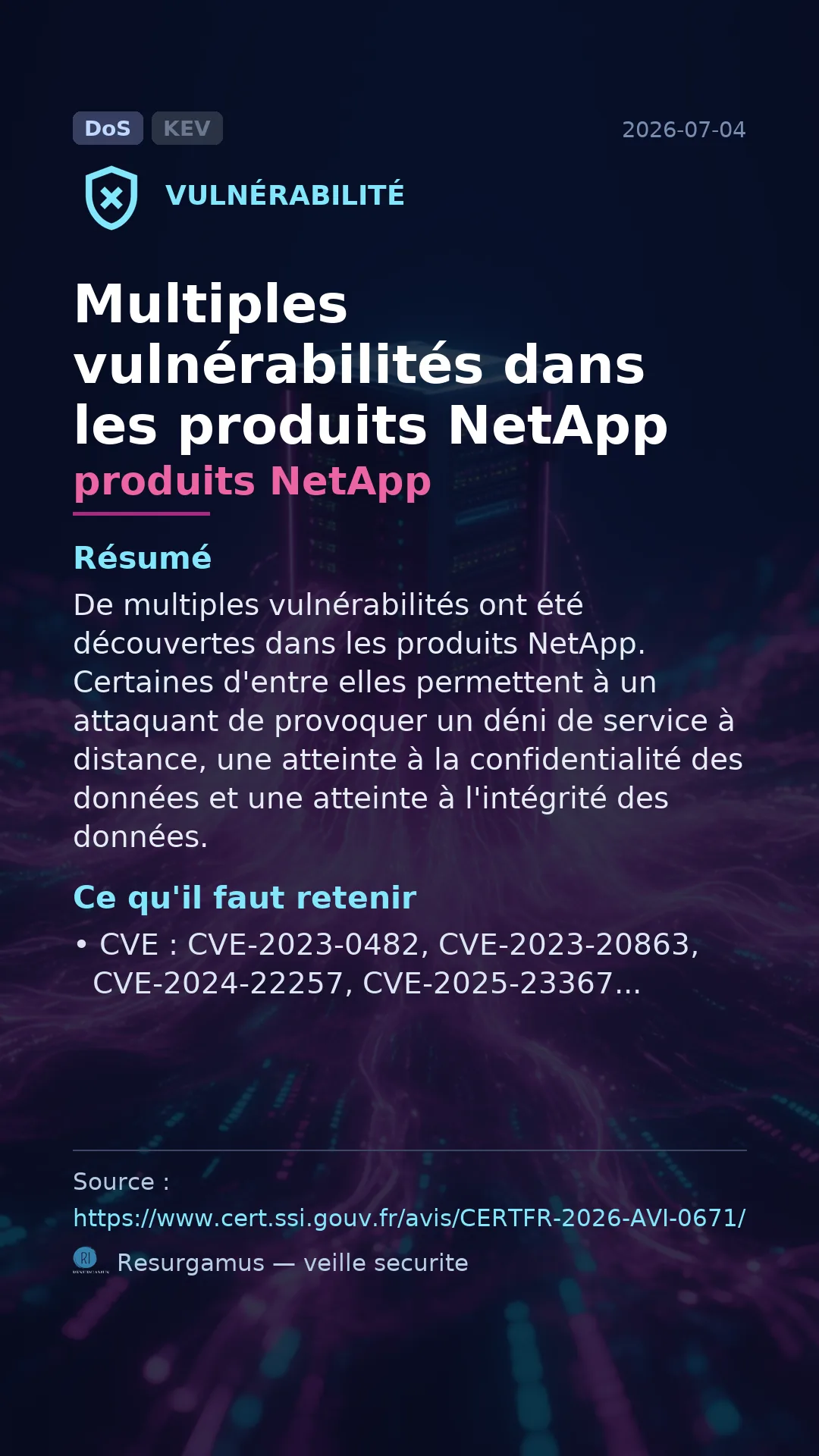 CVE-2023-0482 produits NetApp Vulnerability
