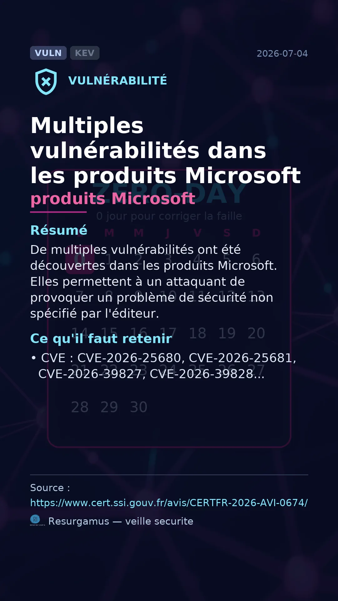 CVE-2026-25680 produits Microsoft Vulnerability