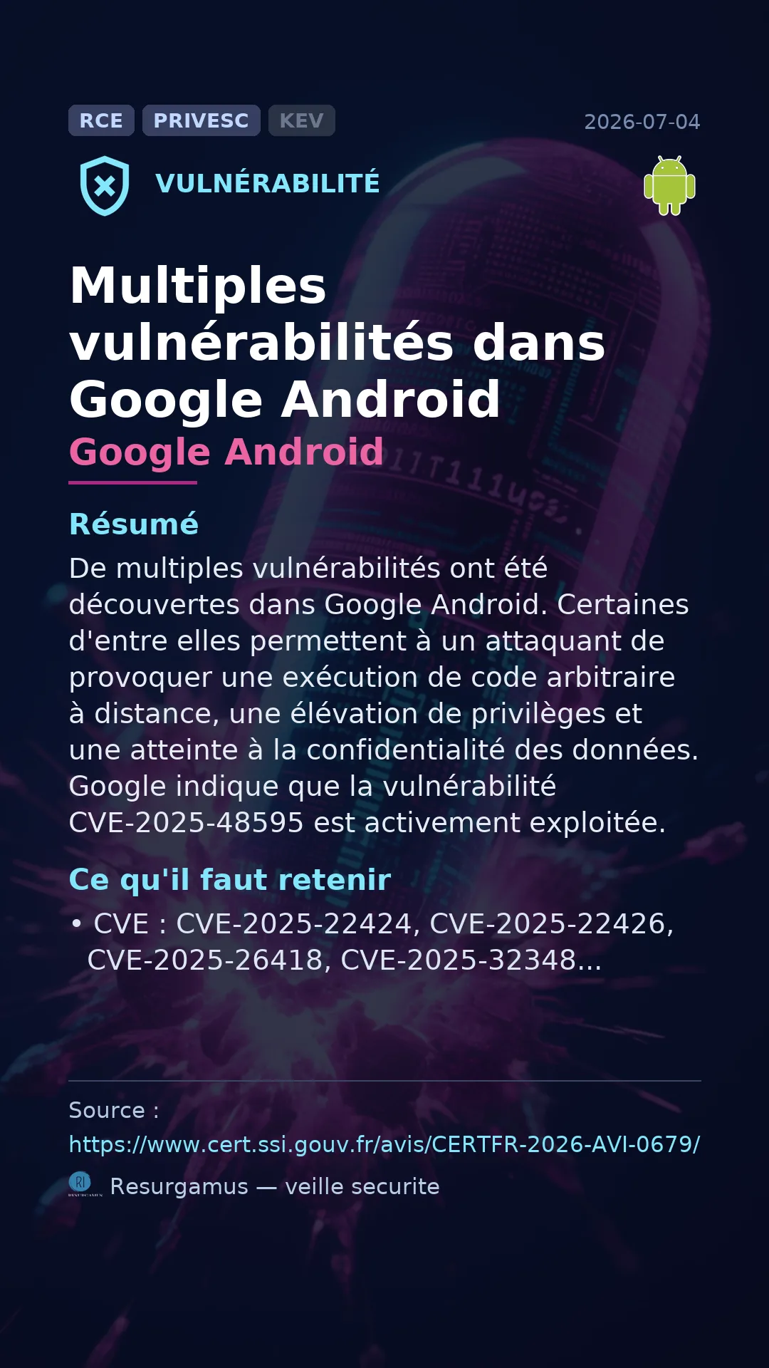 CVE-2025-22424 Google Android Vulnerability