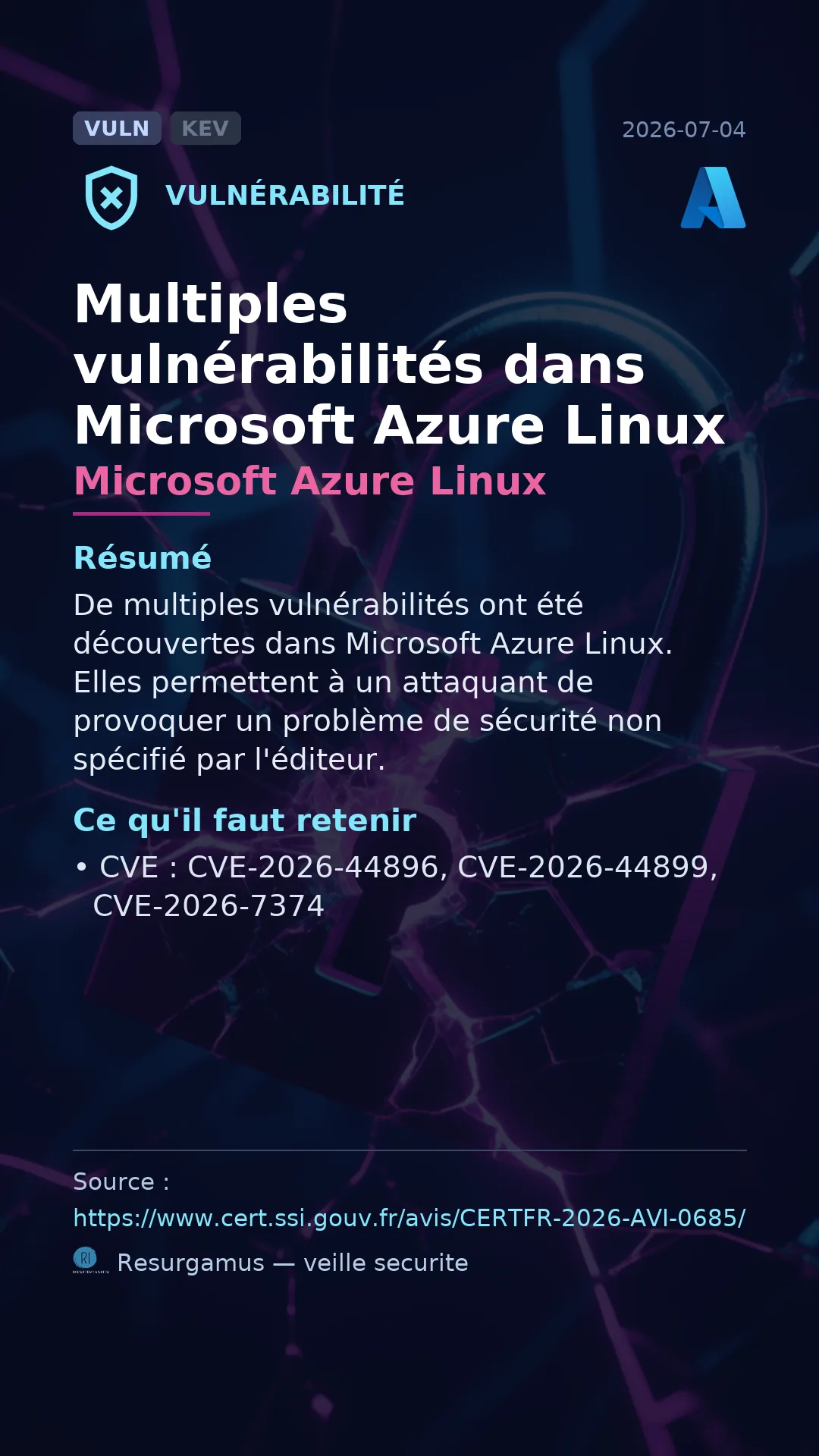 CVE-2026-44896 Microsoft Azure Linux Vulnerability
