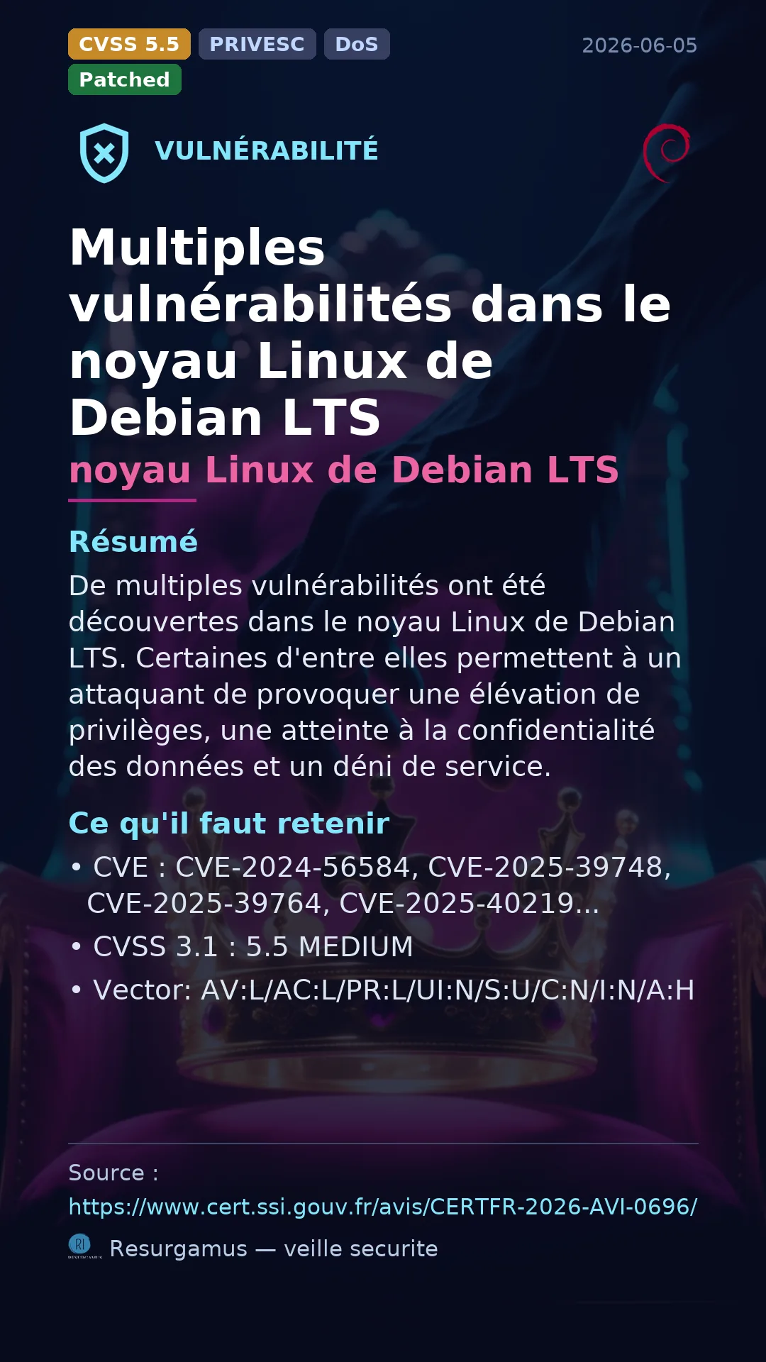 CVE-2024-56584 noyau Linux de Debian LTS Vulnerability