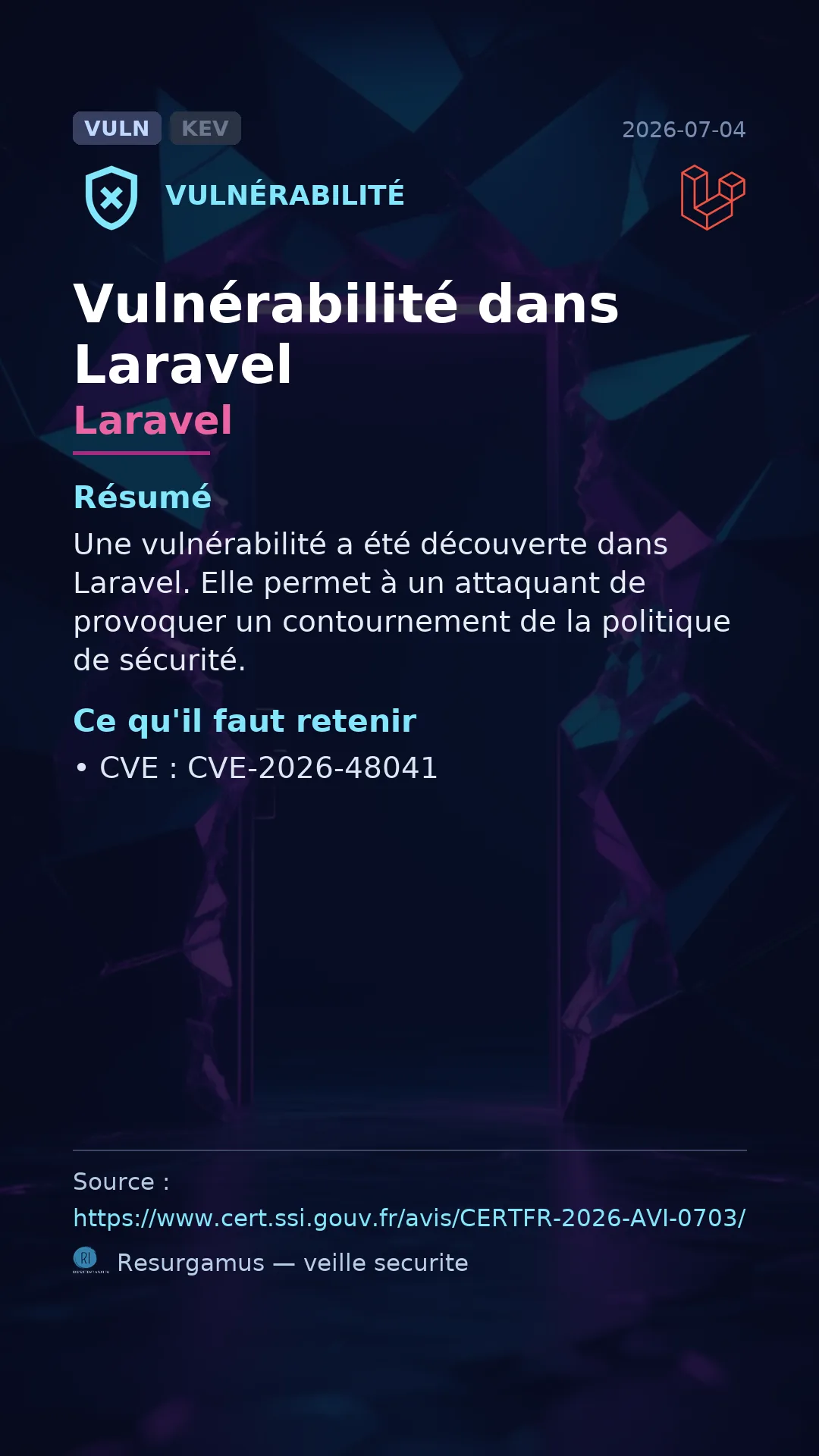 CVE-2026-48041 Laravel Vulnerability