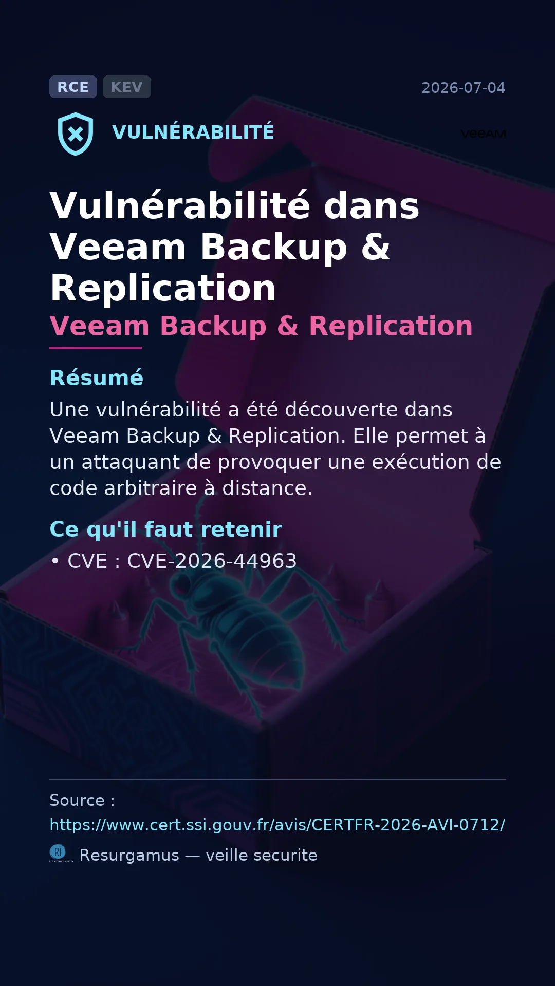 CVE-2026-44963 Veeam Backup & Replication Vulnerability