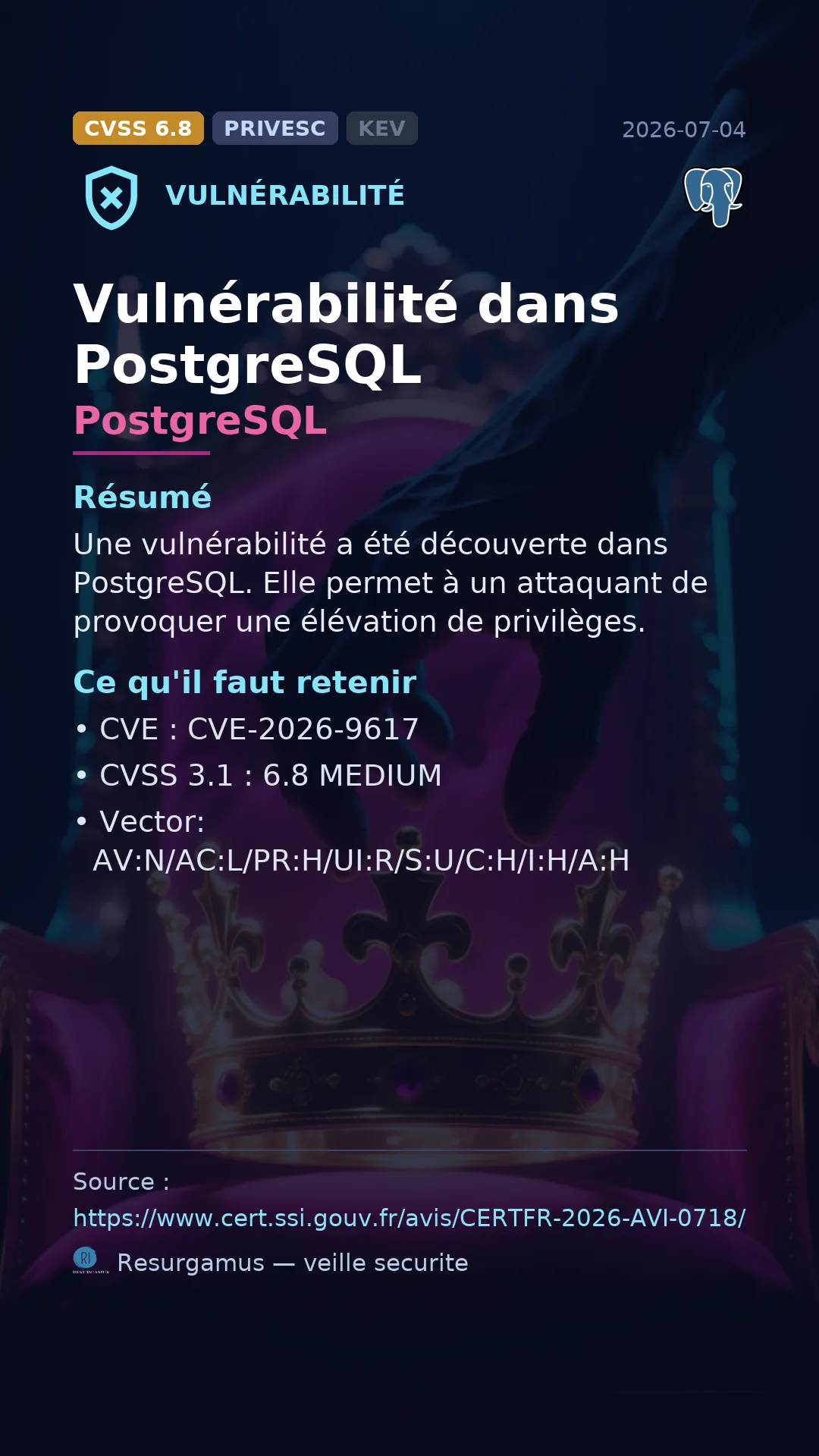 CVE-2026-9617 PostgreSQL Vulnerability