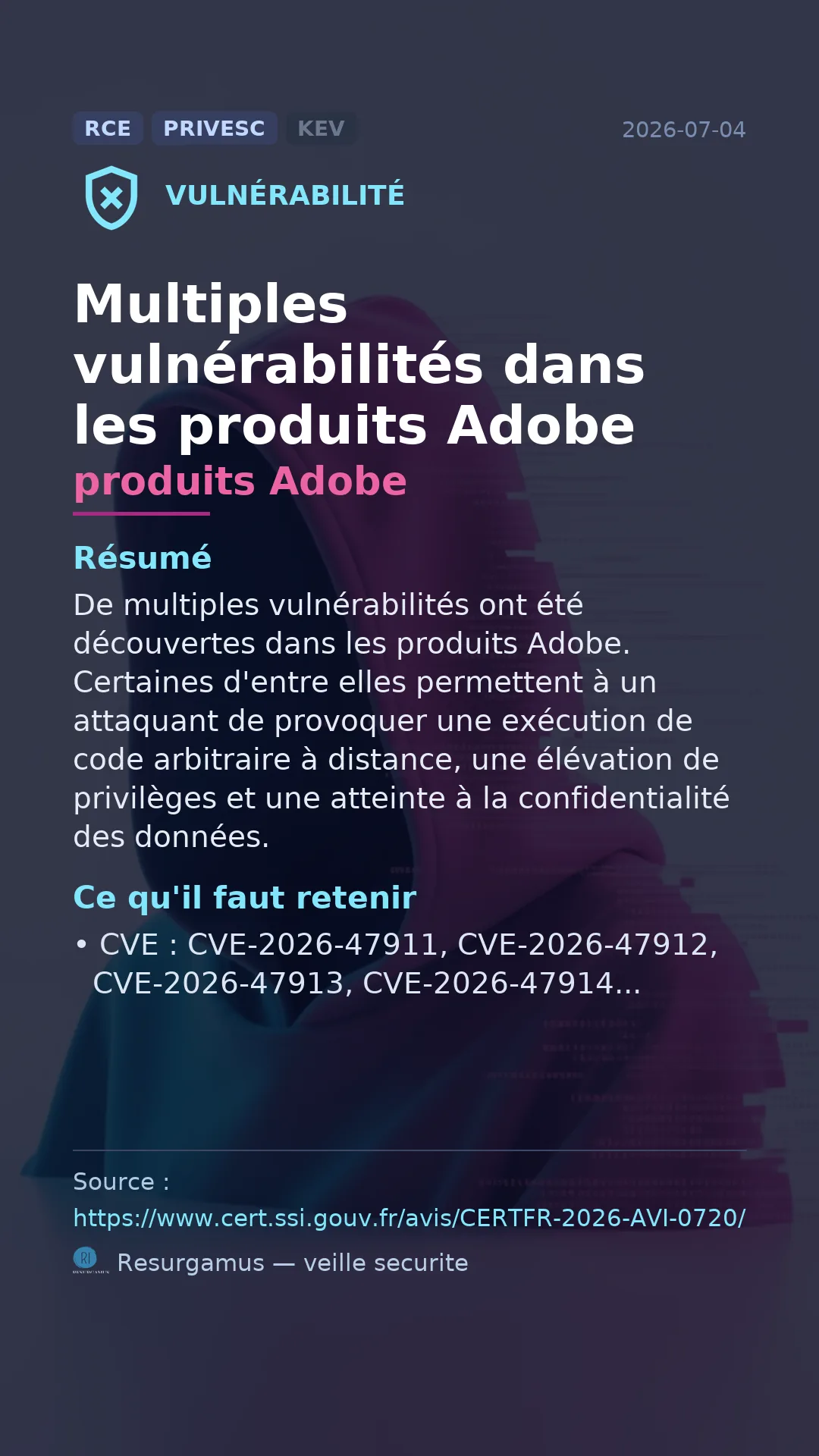 CVE-2026-47911 produits Adobe Vulnerability