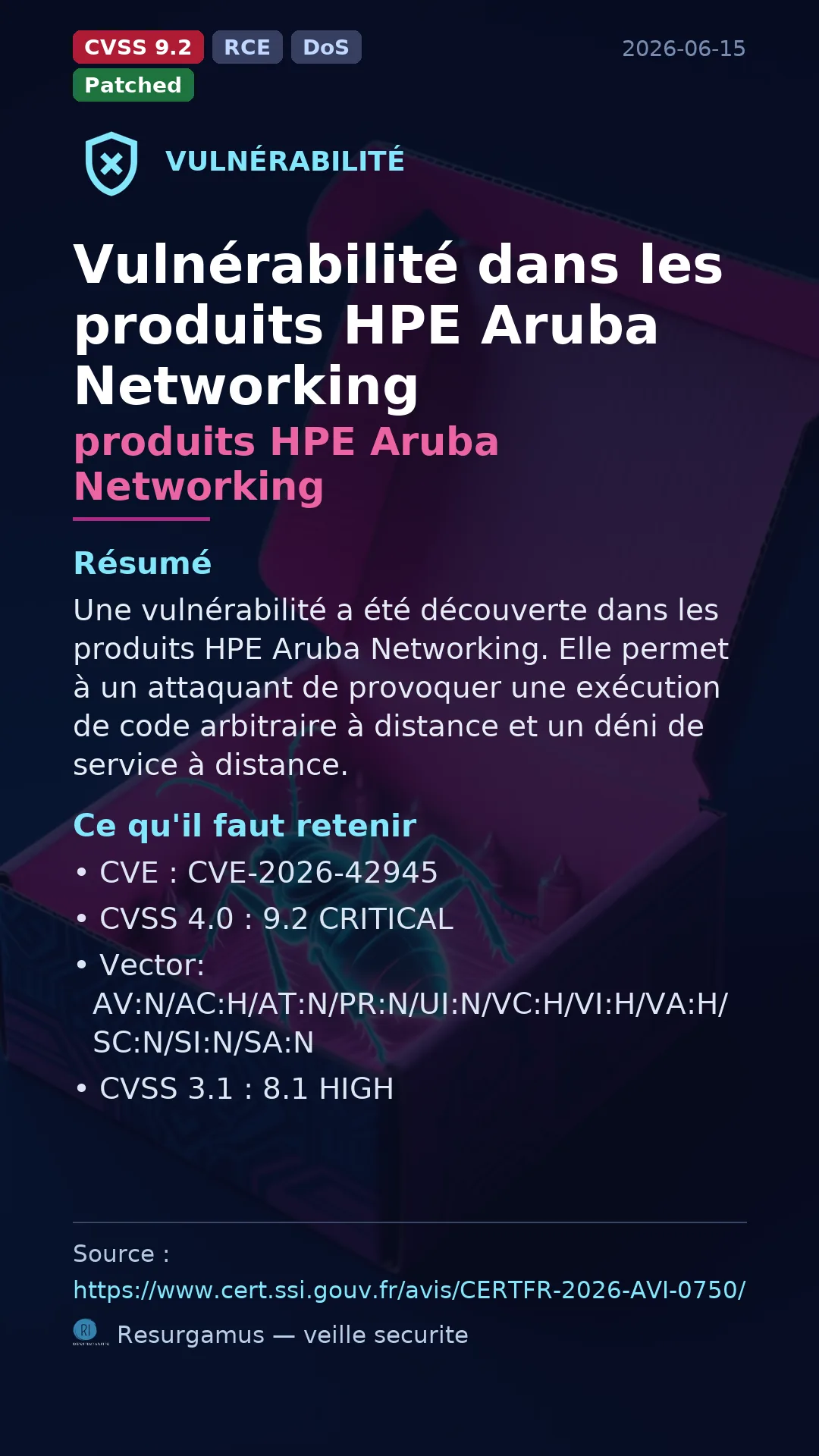 CVE-2026-42945 produits HPE Aruba Networking Vulnerability