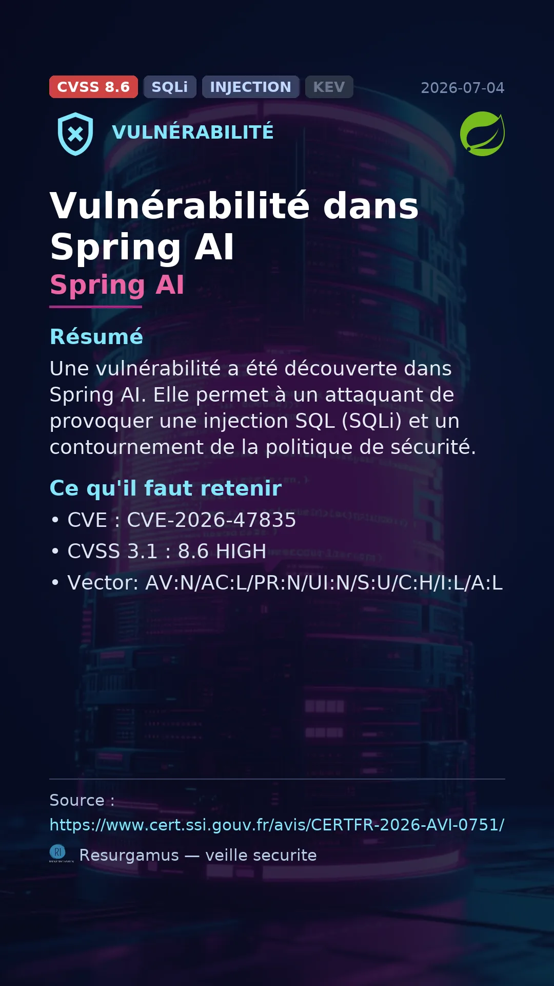 CVE-2026-47835 Spring AI Vulnerability
