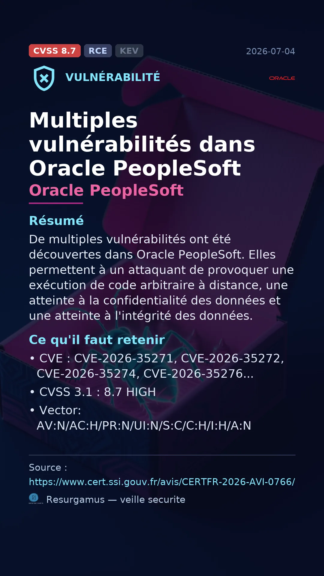 CVE-2026-35271 Oracle PeopleSoft Vulnerability