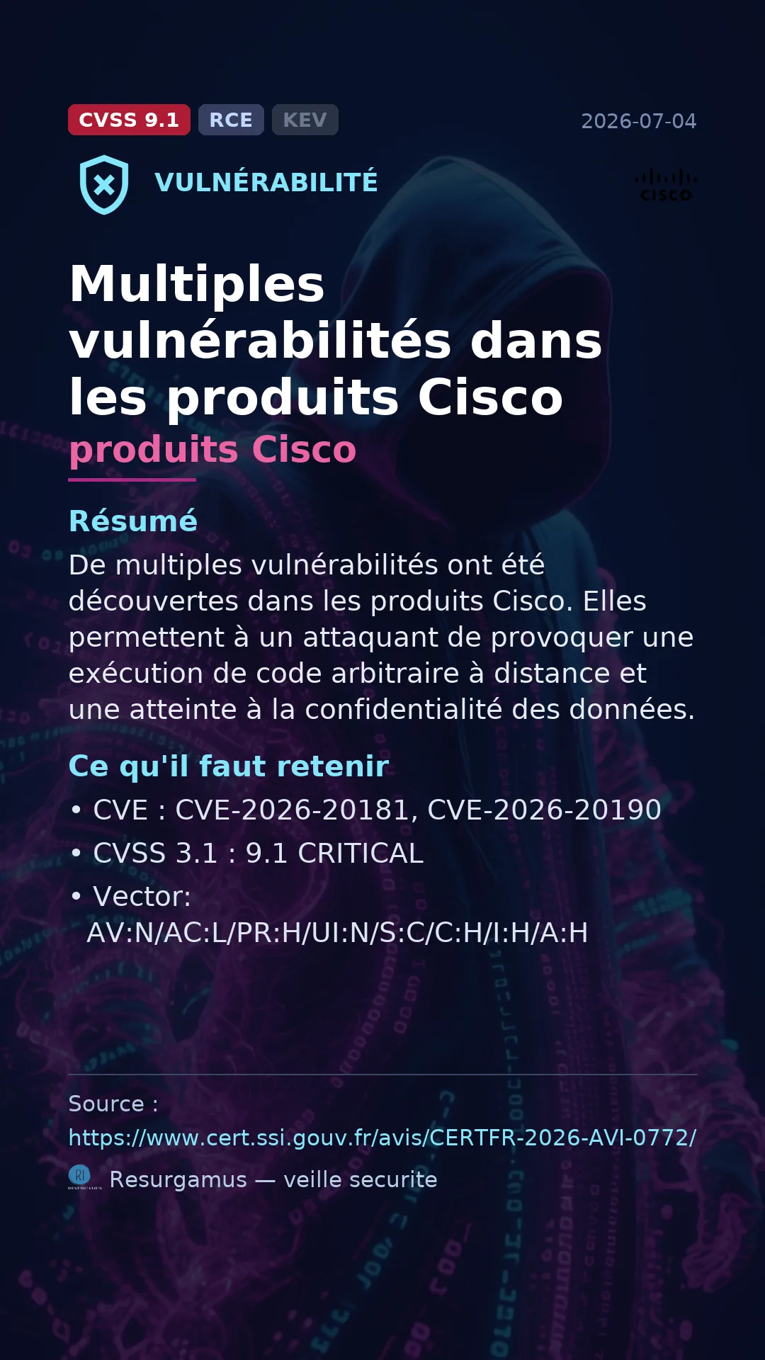 CVE-2026-20181 produits Cisco Vulnerability