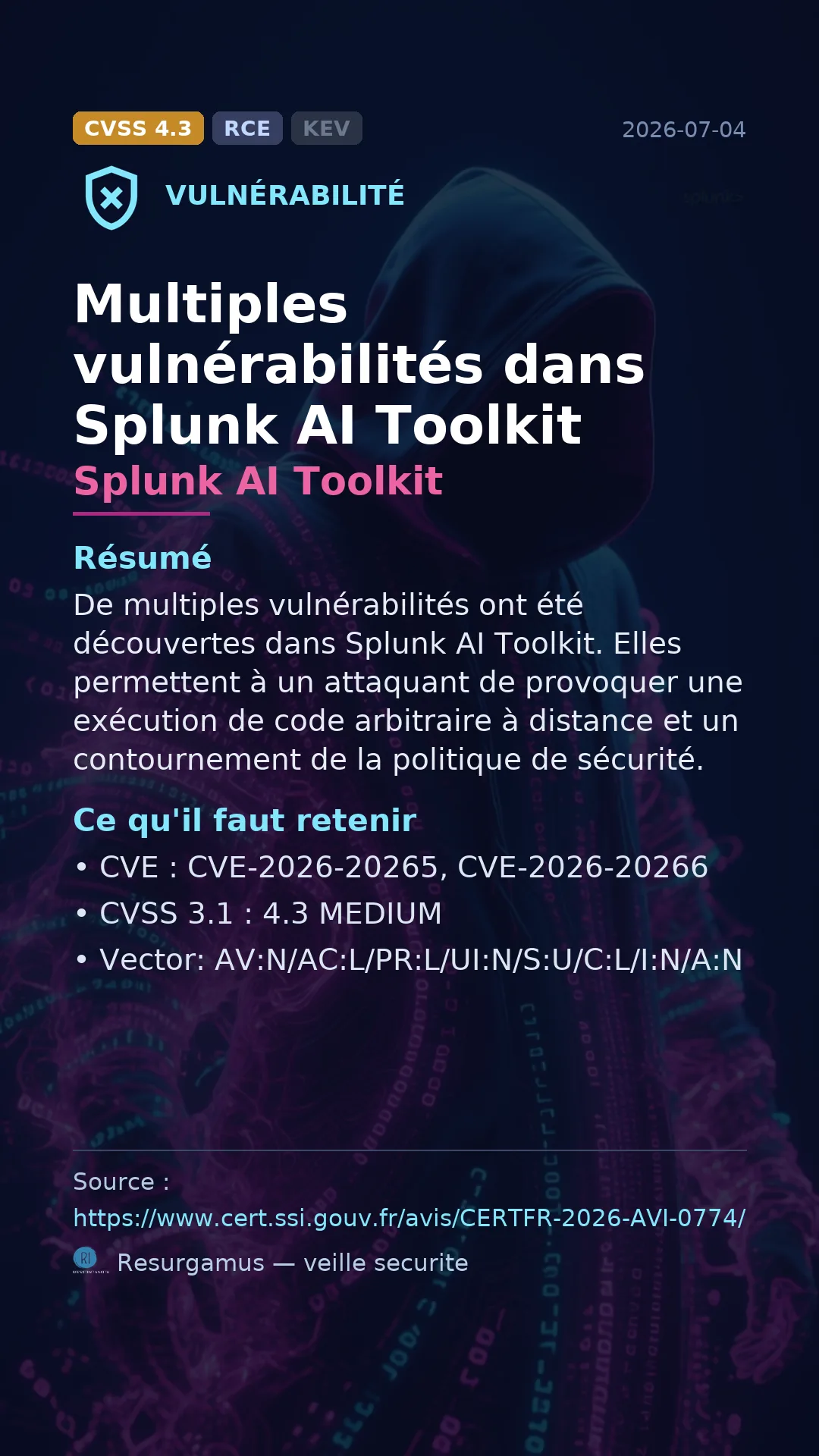 CVE-2026-20265 Splunk AI Toolkit Vulnerability