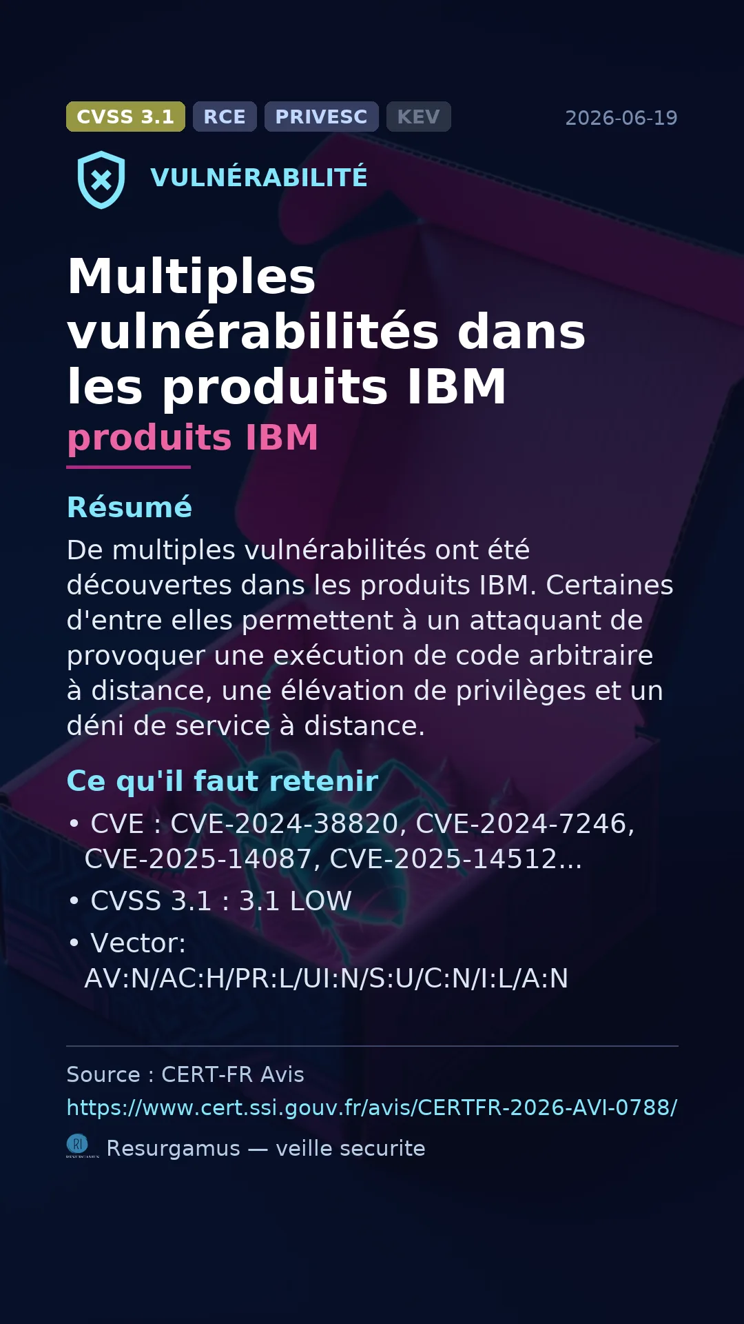 CVE-2024-38820 produits IBM Vulnerability