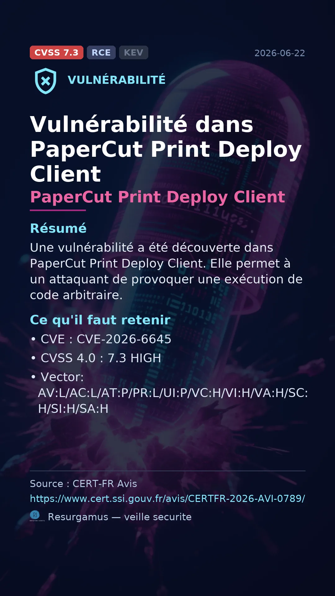 CVE-2026-6645 PaperCut Print Deploy Client Vulnerability
