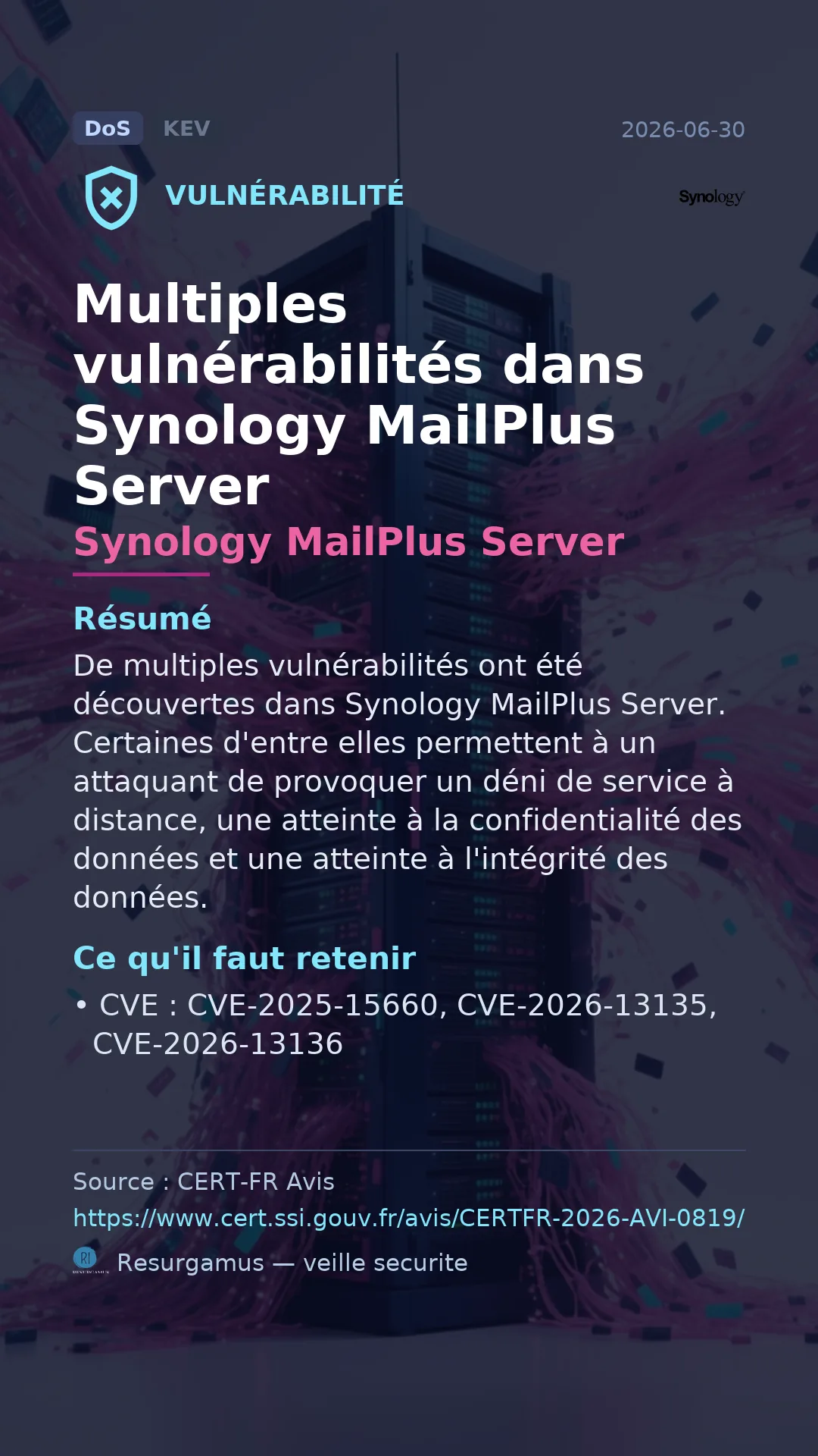 CVE-2025-15660 - Synology MailPlus Server vulnerability