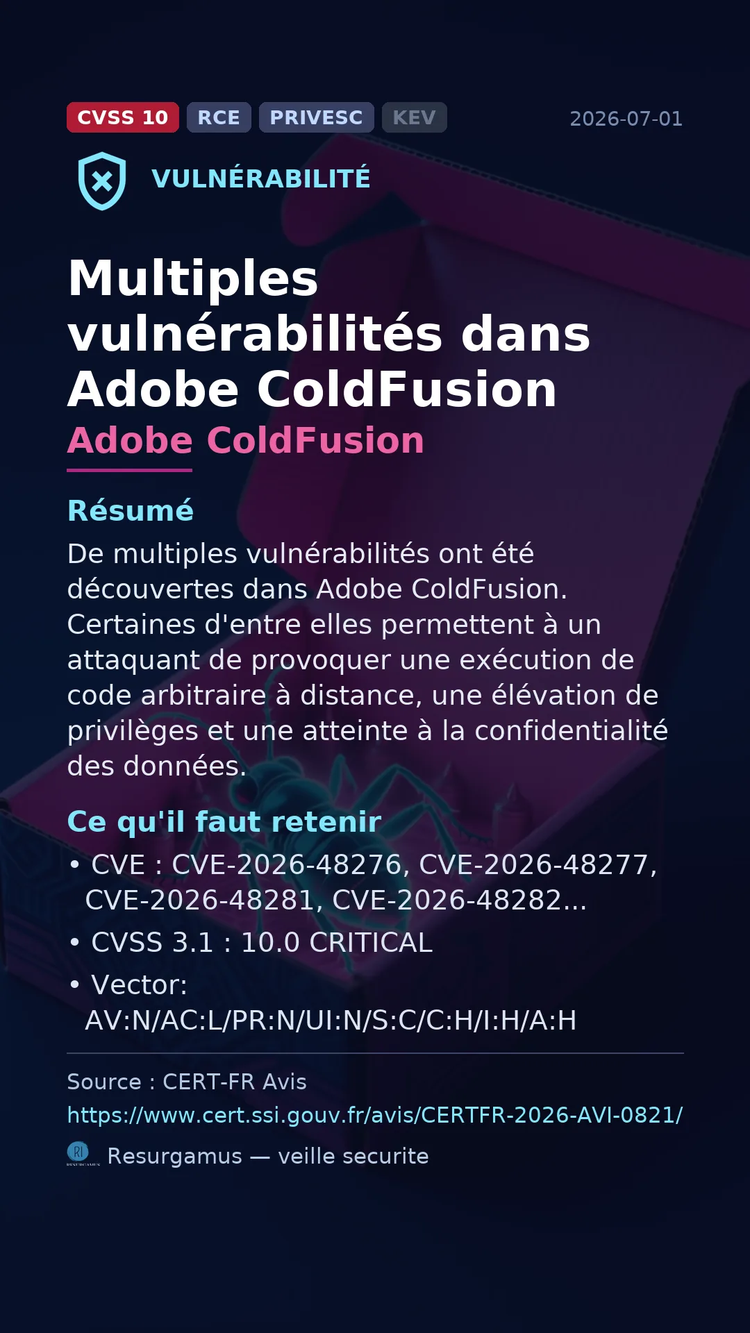 CVE-2026-48276 - Adobe ColdFusion vulnerability