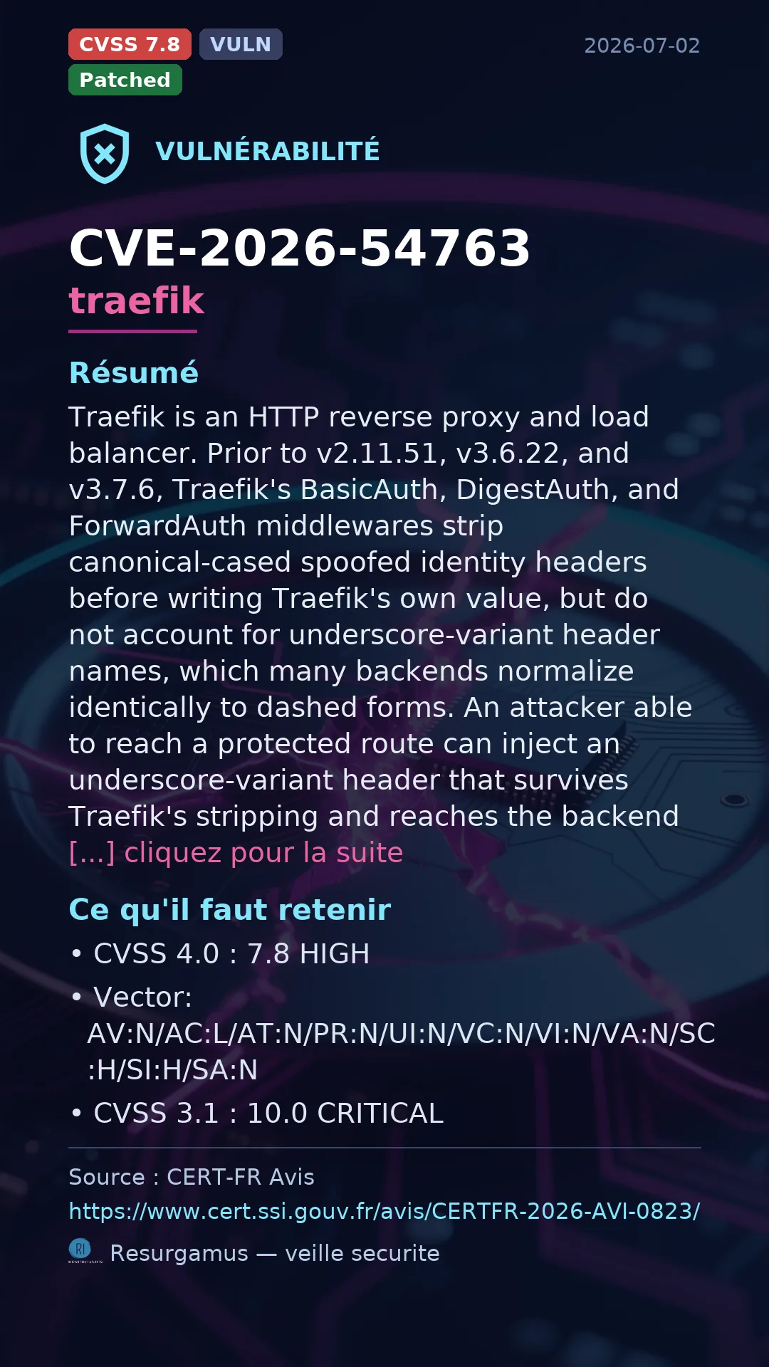 CVE-2026-54763 - traefik vulnerability