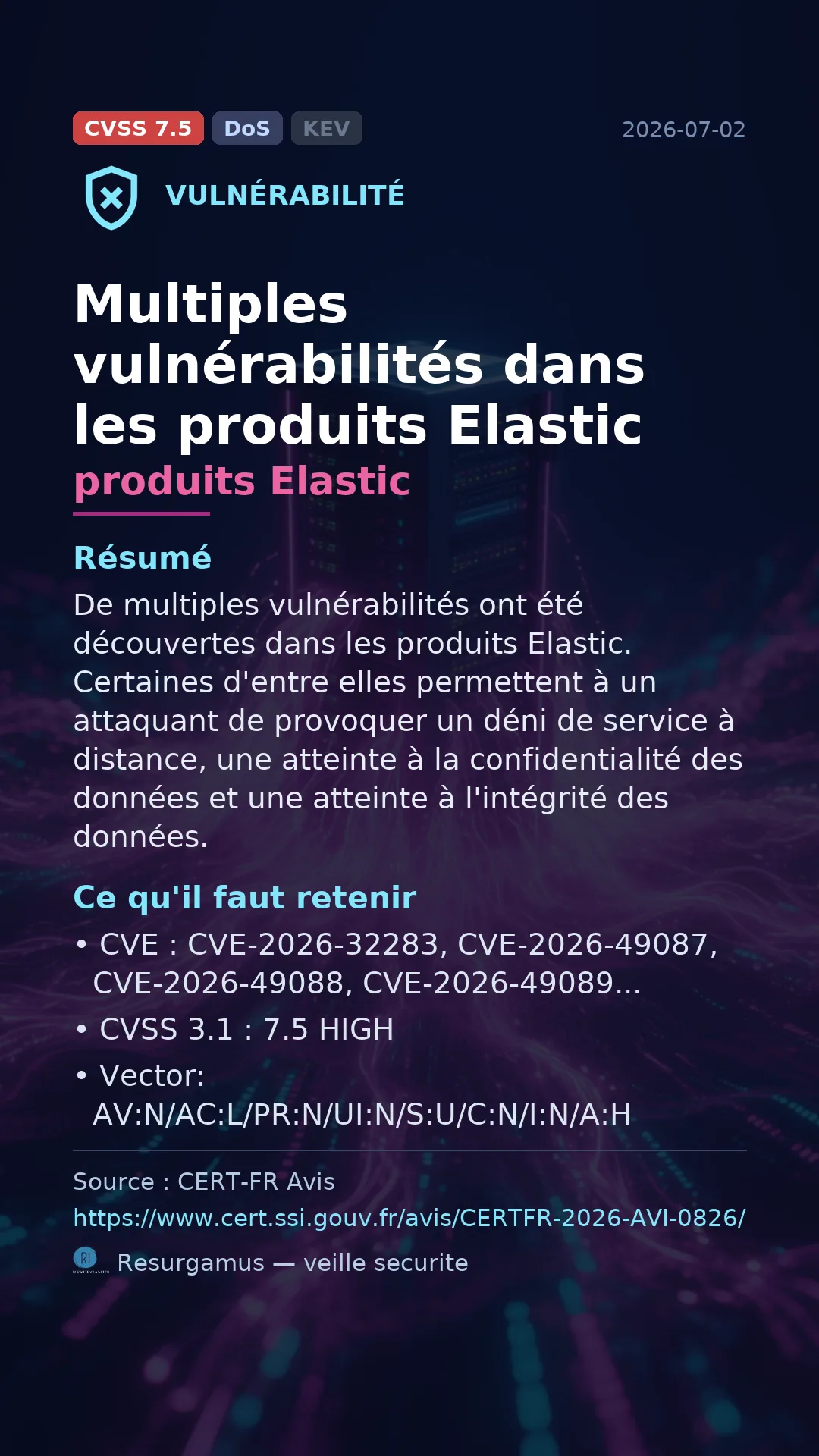 CVE-2026-32283 - produits Elastic vulnerability