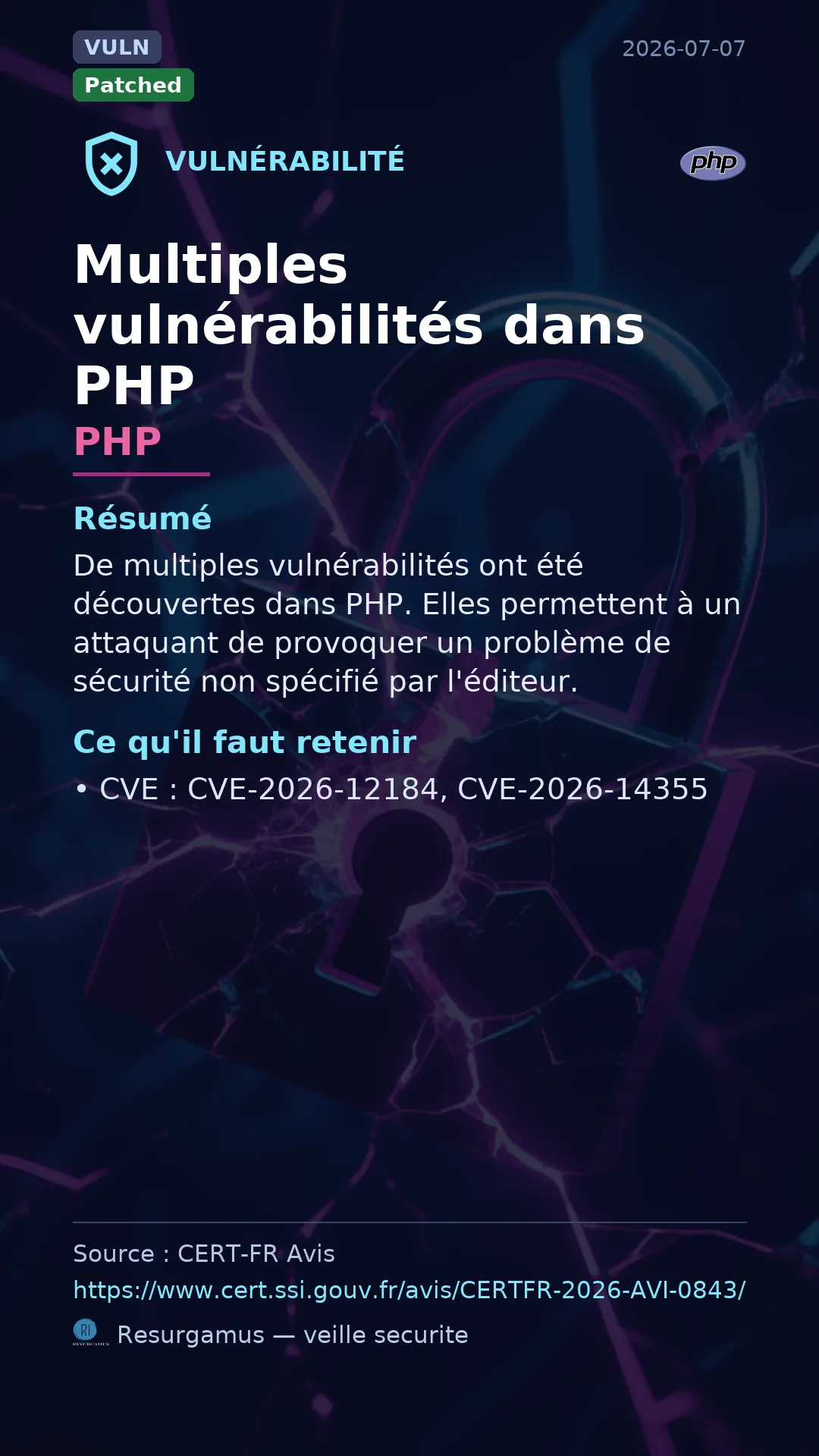 CVE-2026-12184 - PHP vulnerability