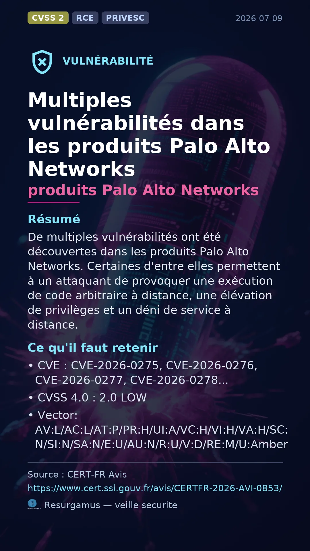 CVE-2026-0275 - produits Palo Alto Networks vulnerability