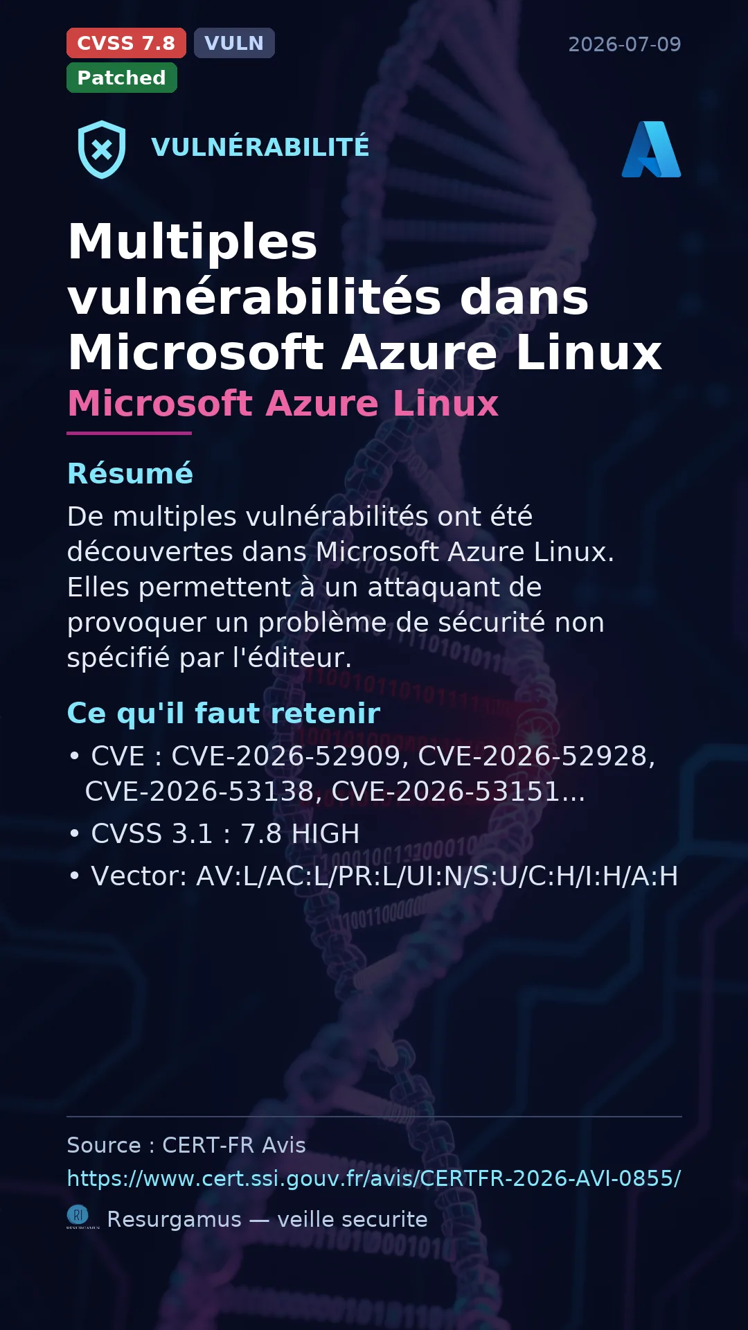 CVE-2026-52909 - Microsoft Azure Linux vulnerability