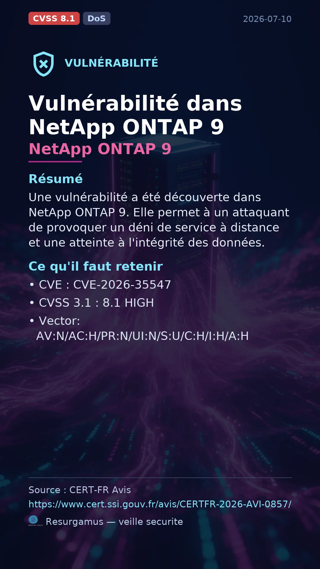 CVE-2026-35547 - NetApp ONTAP 9 vulnerability