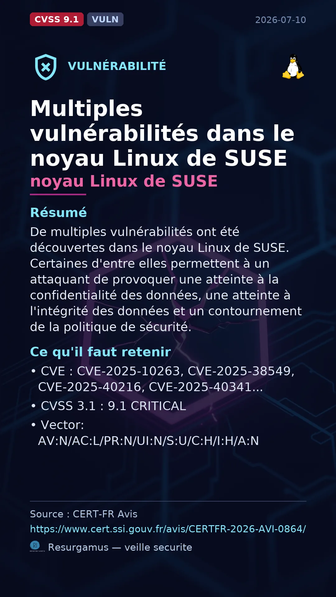 CVE-2025-10263 - noyau Linux de SUSE vulnerability