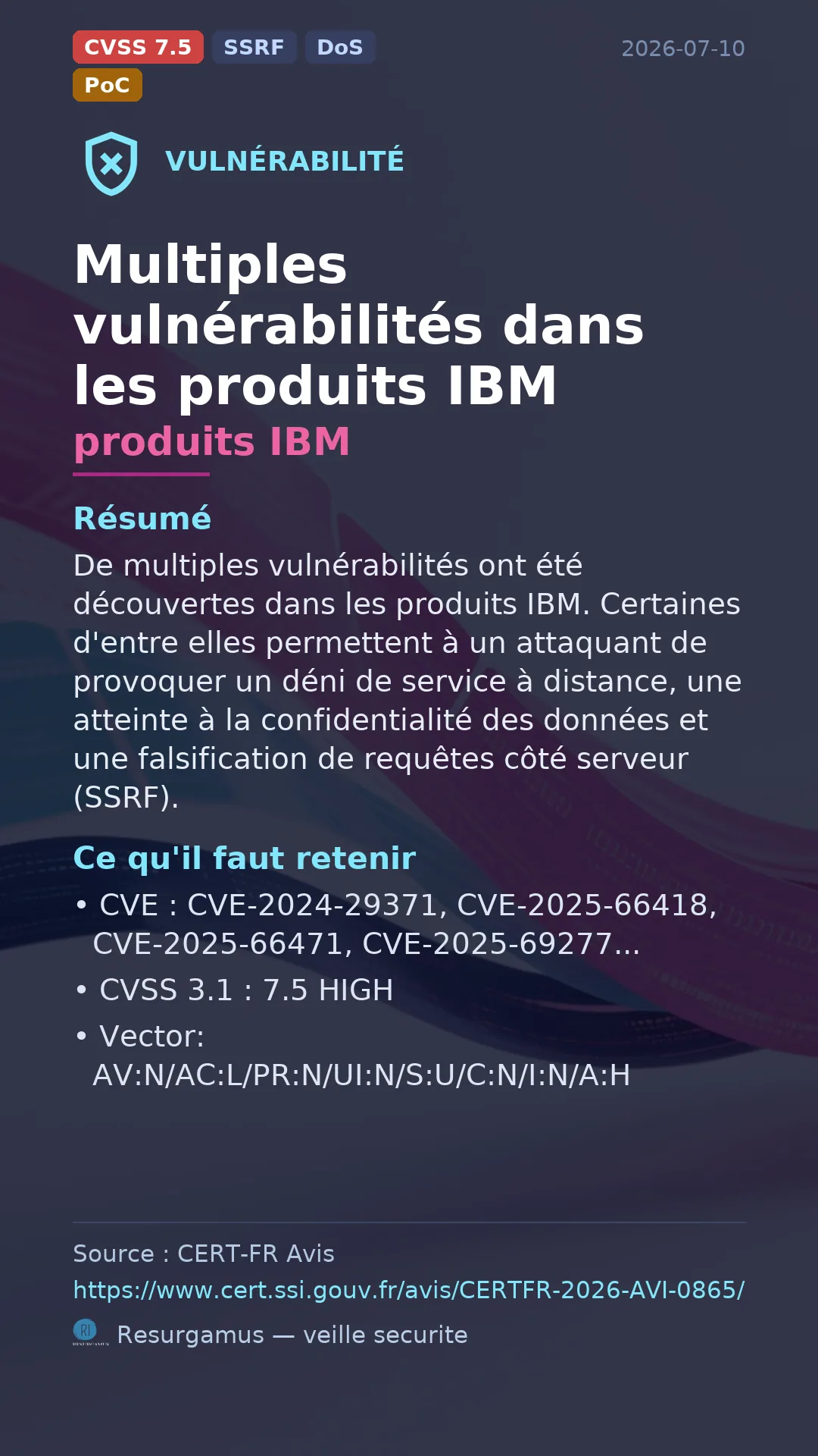 CVE-2024-29371 - produits IBM vulnerability