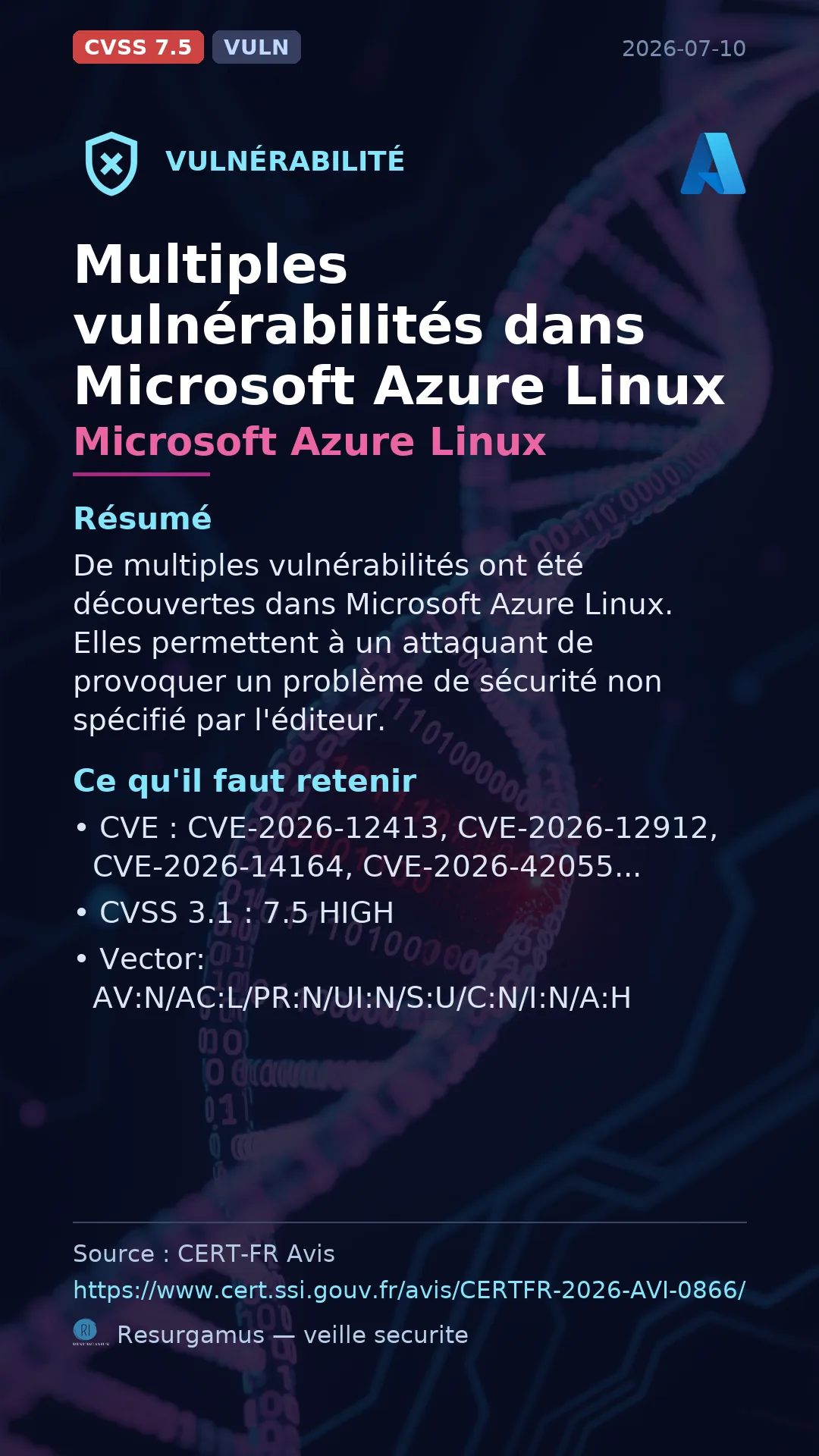CVE-2026-12413 - Microsoft Azure Linux vulnerability