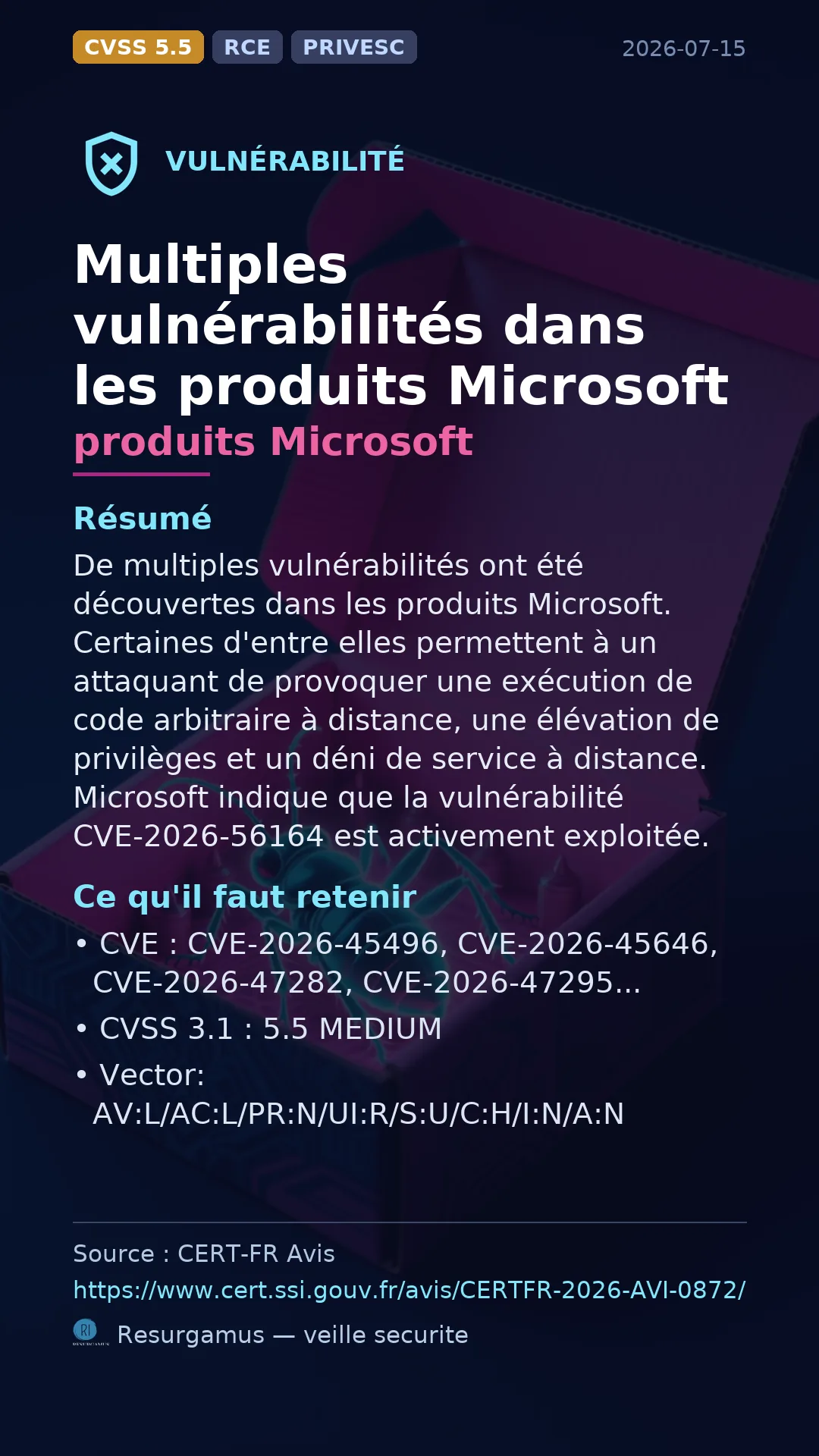 CVE-2026-45496 - produits Microsoft vulnerability